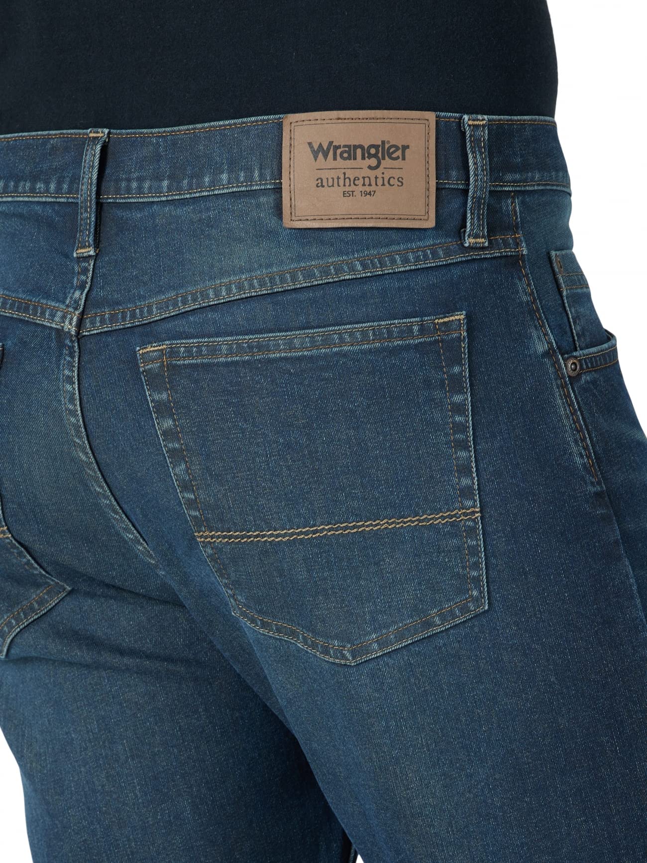 Wrangler Authentics Men's Athletic Fit Stretch Jean - Comfortable & Durable Denim Pants for Work, Casual Wear & Outdoor Activities