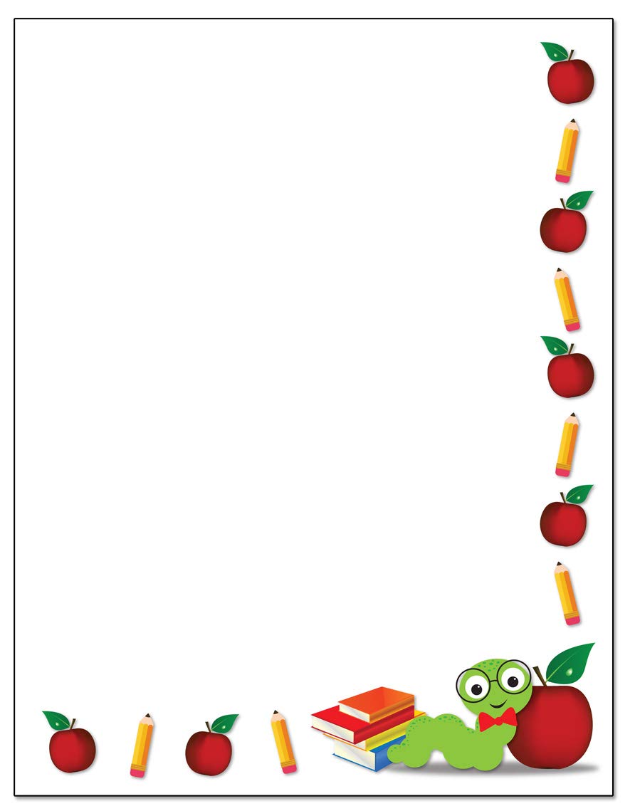 Teacher-Themed Border Stationery - 60 Sheets 8.5 x 11 Classroom Letterhead Paper - USA Made for Lesson Plans, Notes & Classroom Decor