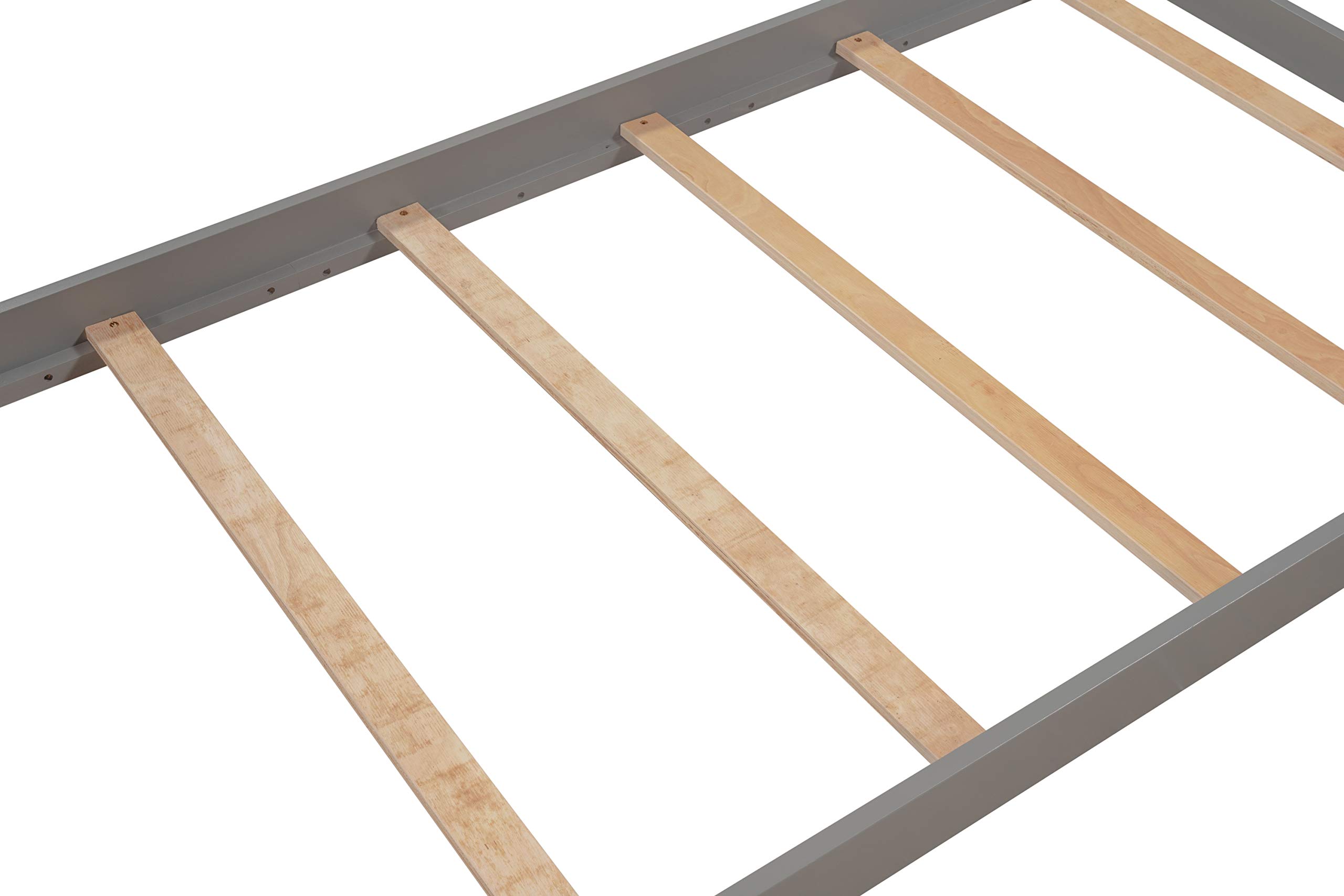 Premium Twin Size Wooden House Bed Frame for Kids - Sturdy Cabin Bed with Roof, No Box Spring Needed, Floor Bed for Playrooms & Bedrooms (Gray)