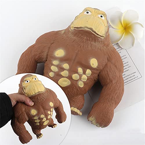 KIUYYU Realistic Latex Gorilla Toy - Stress Relief Squishy Monkey Figure for Adults, Kids - Bendable, Twistable, Pullable Gorilla Toy for Anxiety Relief, Office Desk Decor, Party Favors & Gifts