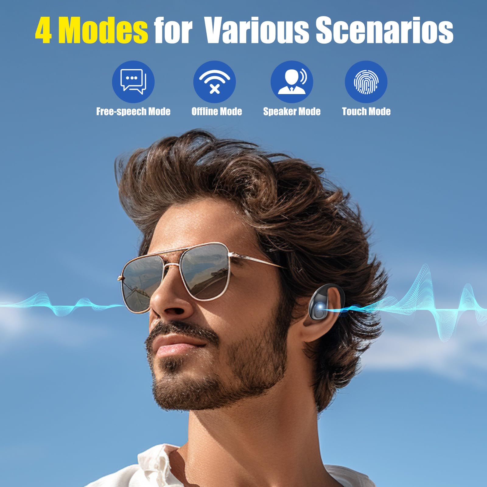 AI Translator Earbuds - Real-Time 144 Language Translation Wireless Bluetooth Earbuds, 3-in-1 Instant Two-Way Translator for Travel, Business Meetings & Language Learning | Perfect for International Travel, Business Negotiations & Study Abroad