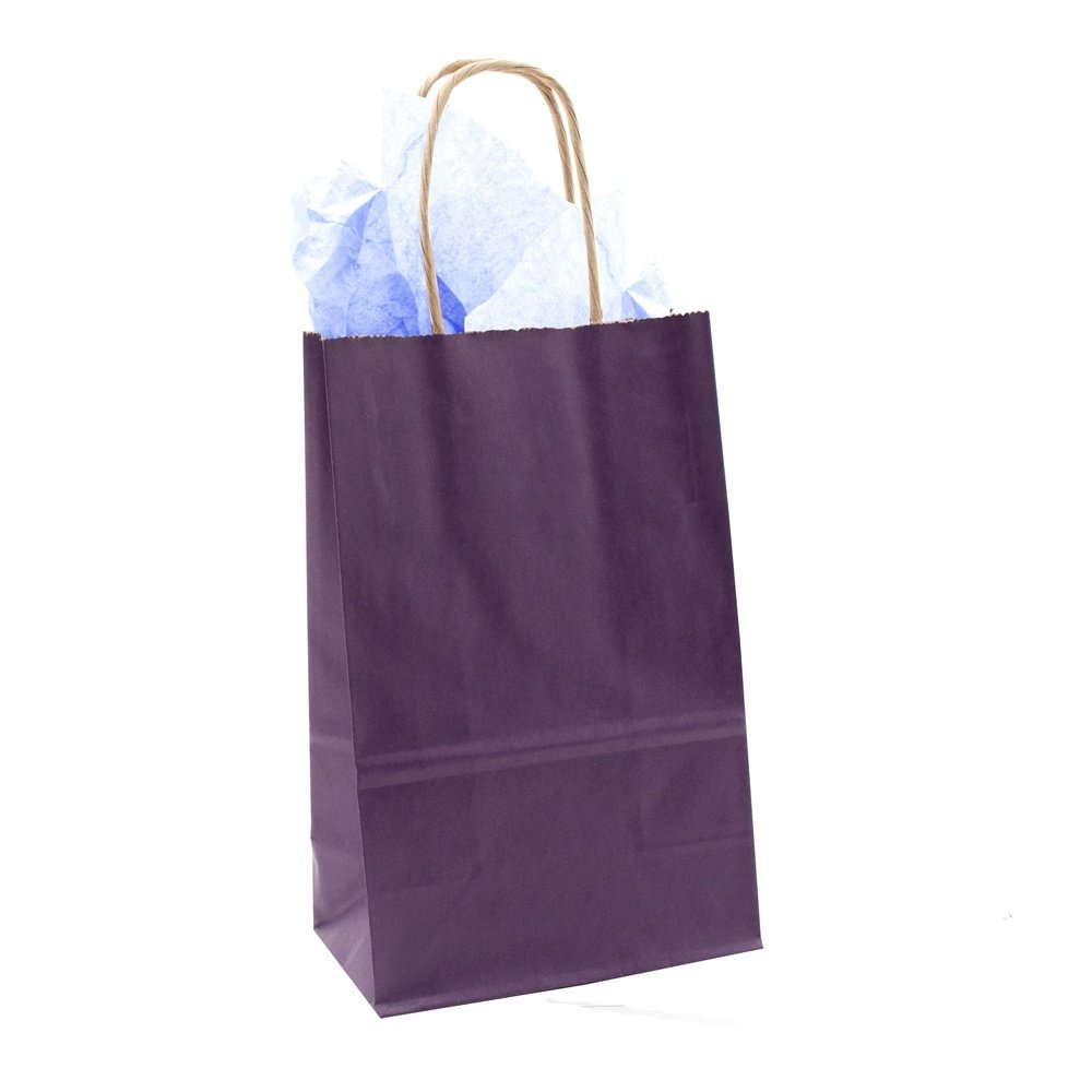 Eco-Friendly Small Kraft Purple Gift Bags Bulk Pack of 250 - Perfect for Retail Shopping, Party Favors & Grocery Store Packaging