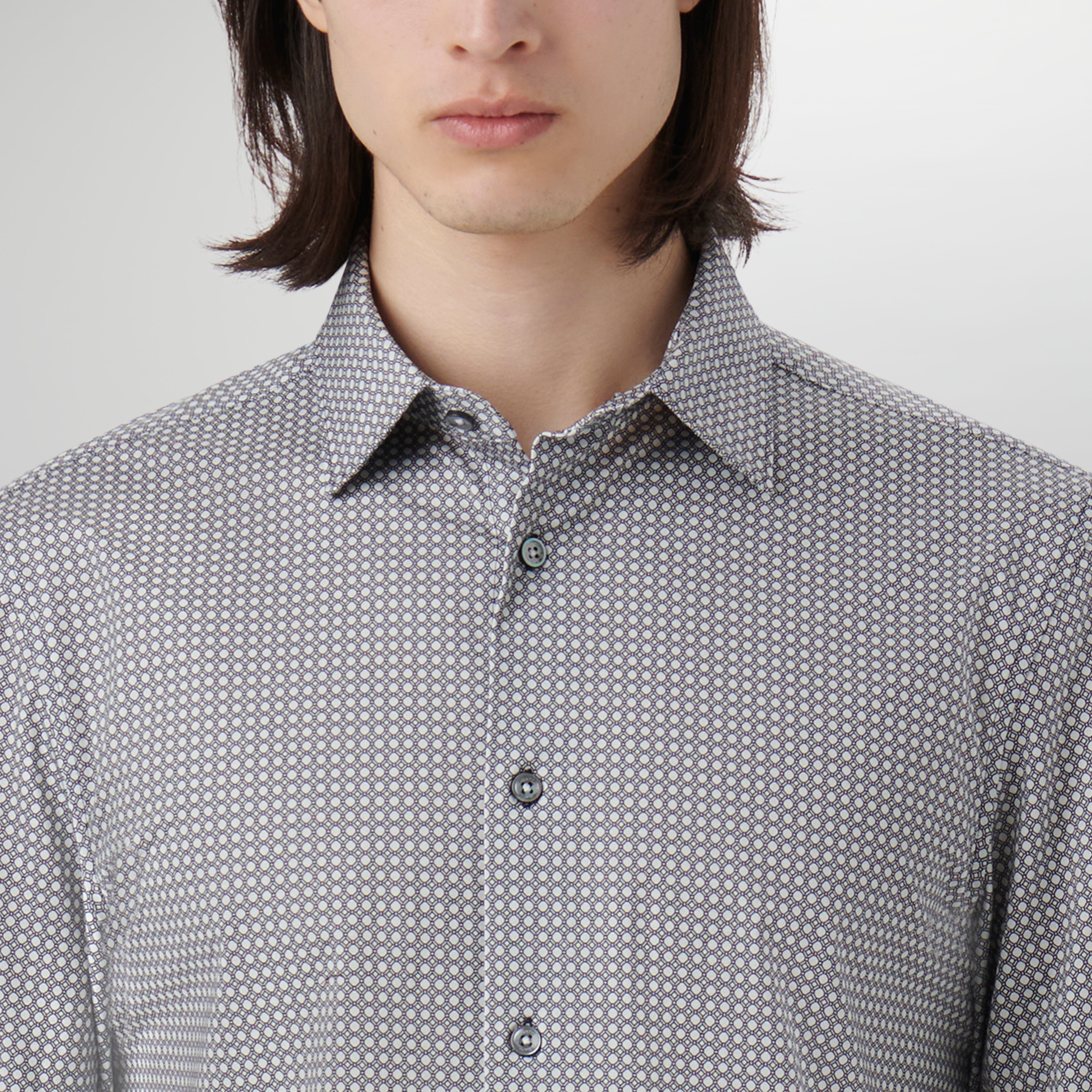 James Geometric Print Cotton Shirt for Men - Stylish Casual Button Down Shirt for Office, Date Night & Summer Outfits