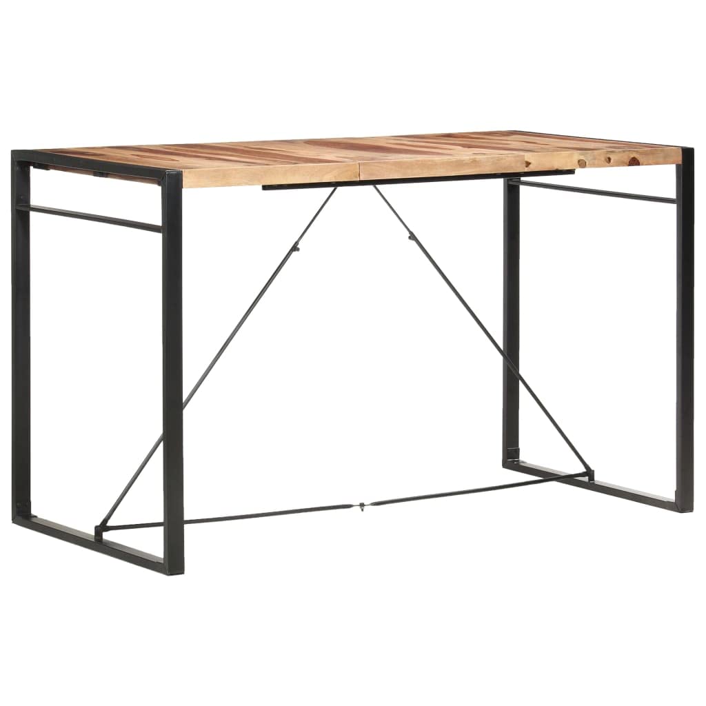 Solid Sheesham Wood Bar Table with Metal Legs - 70.9