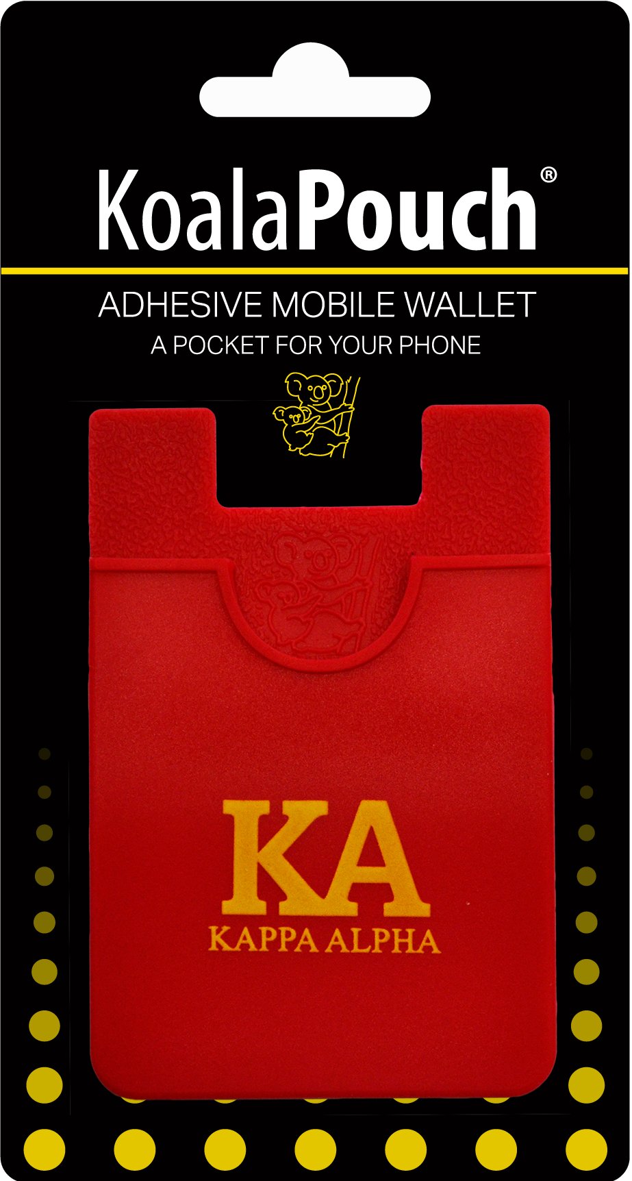 Kappa Alpha Koala Pouch - Adhesive Cell Phone Wallet for iPhone & Samsung - Slim RFID Blocking Sticky Wallet for Credit Cards & Cash - Perfect for Travel, Gym, and Everyday Use