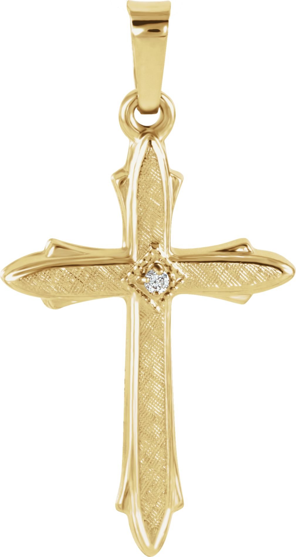 14K Yellow Gold Diamond Accent Cross Pendant for Women - Elegant Religious Jewelry Gift for Her - Perfect for Church, Weddings & Special Occasions