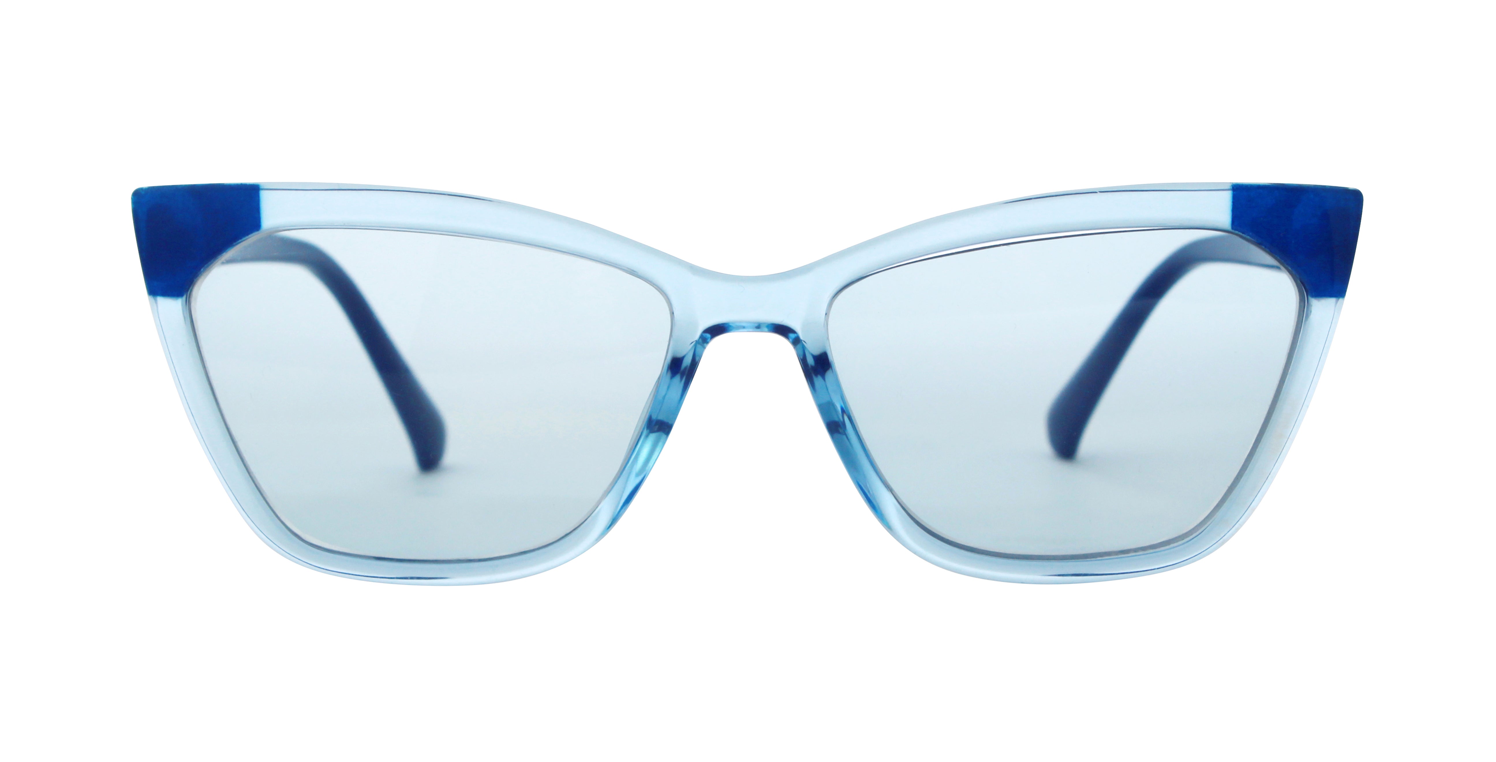 Two Tone Blue Clear Sunglasses 7707 - Polarized UV Protection for Men & Women - Perfect for Driving, Beach, and Outdoor Activities