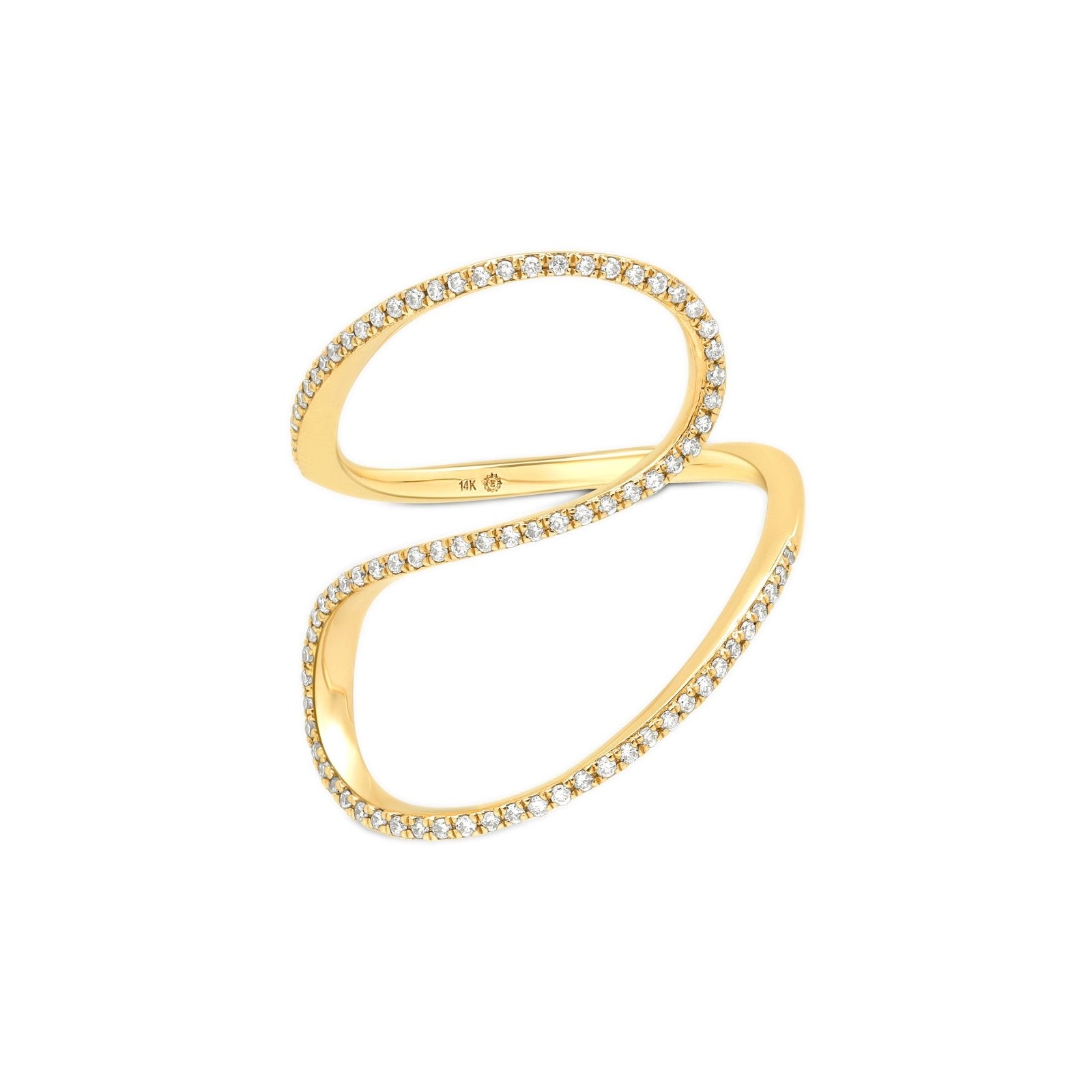 14K Yellow Gold Diamond Swirl Ring - Elegant Stackable Band for Women, Perfect for Wedding, Anniversary & Everyday Jewelry