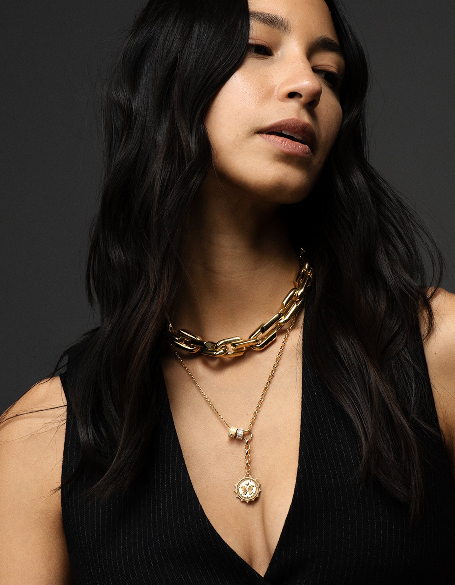 Oversized Strong Hearts Love Link Chain Necklace for Women - Trendy Couple Gift for Valentine's Day, Anniversary & Romantic Date Night