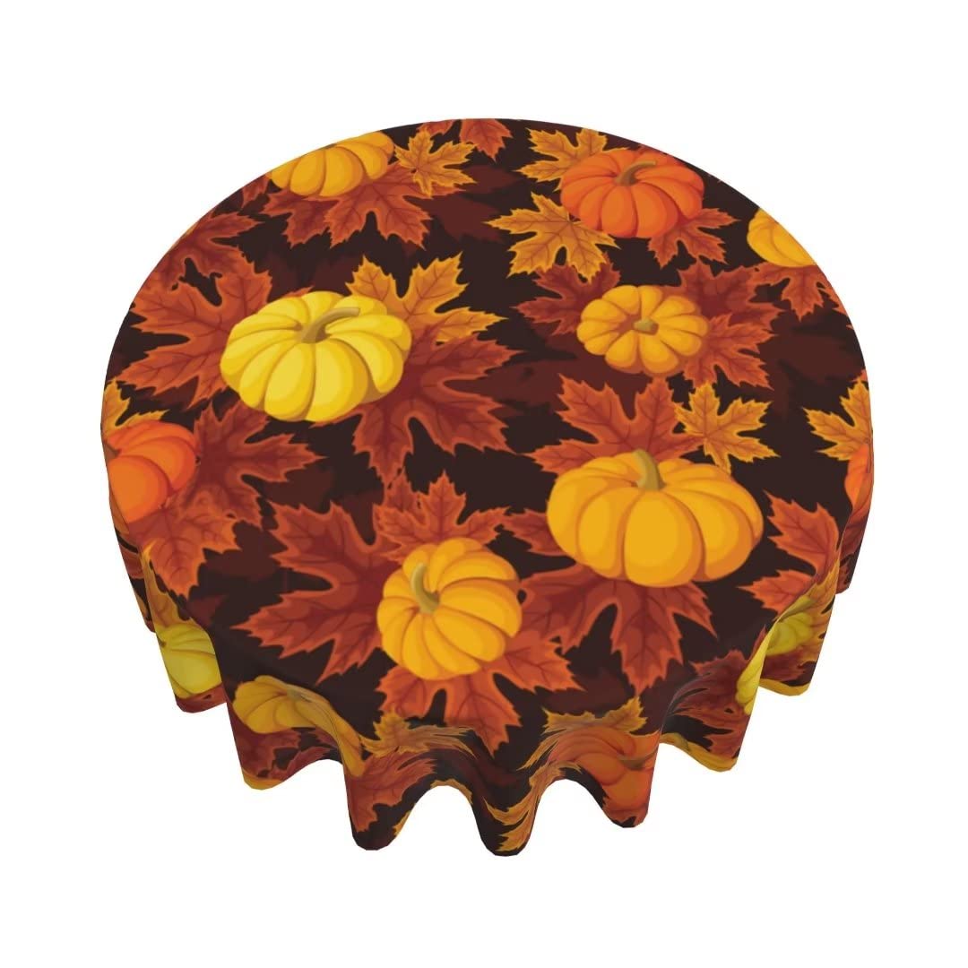 60 Inch Round Fall Pumpkin Tablecloth - Rustic Autumn Thanksgiving Table Cover, Dust-Proof & Wrinkle Resistant for Holiday Dining, Kitchen Decor, Indoor/Outdoor Parties & Picnics | Perfect for Thanksgiving Gatherings, Fall Home Decor & Seasonal Celebrations