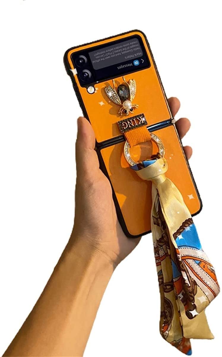 Samsung Galaxy Z Flip 3 5G Phone Case with Ring Holder - Ultra Thin Slim Protective Cover | Fashion Scarf Design | Durable Shockproof Case for Everyday Use & Travel Protection