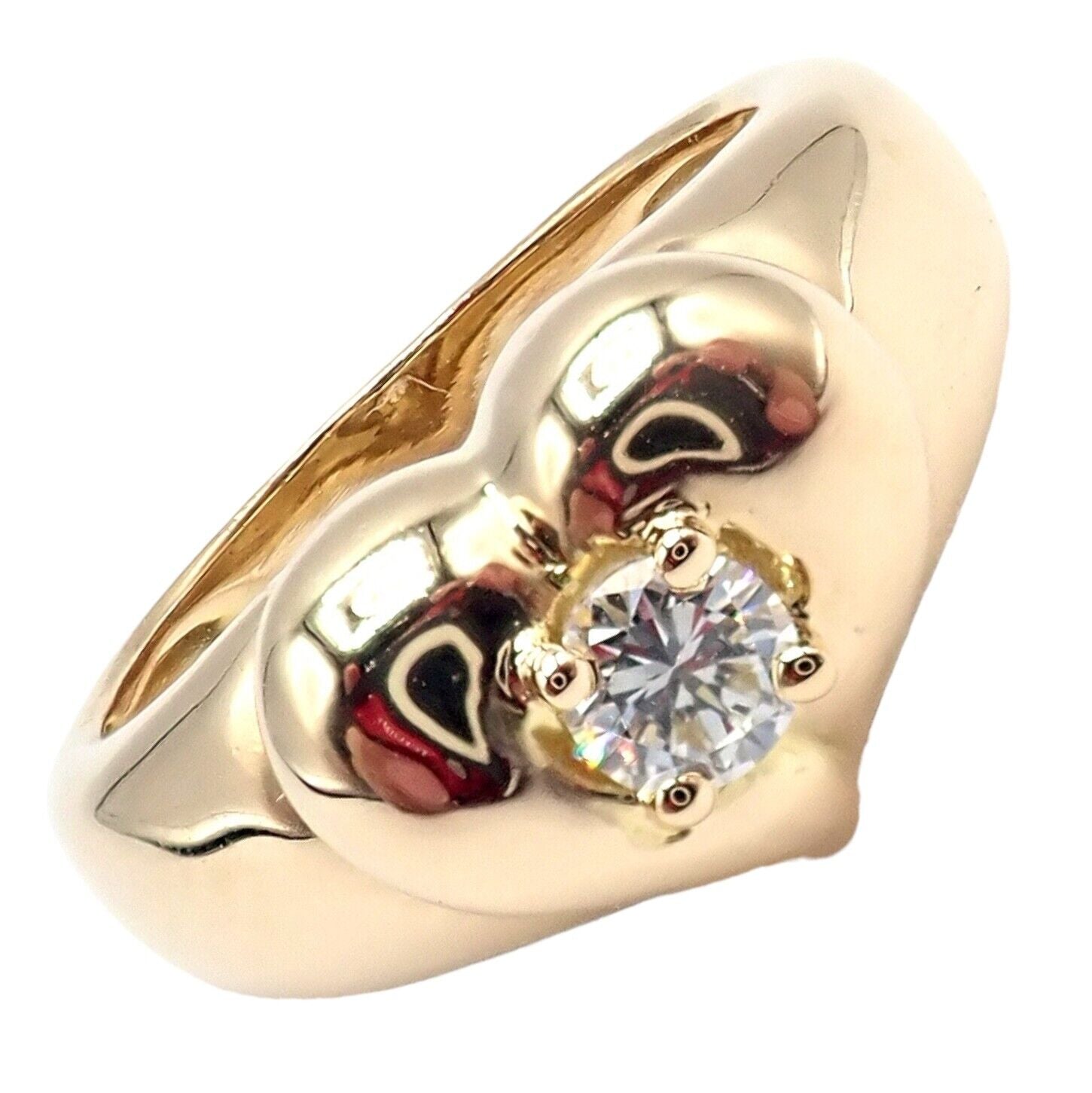 Authentic Van Cleef & Arpels 18k Yellow Gold Diamond Heart Ring - Luxury Jewelry for Women, Perfect for Anniversaries & Special Occasions