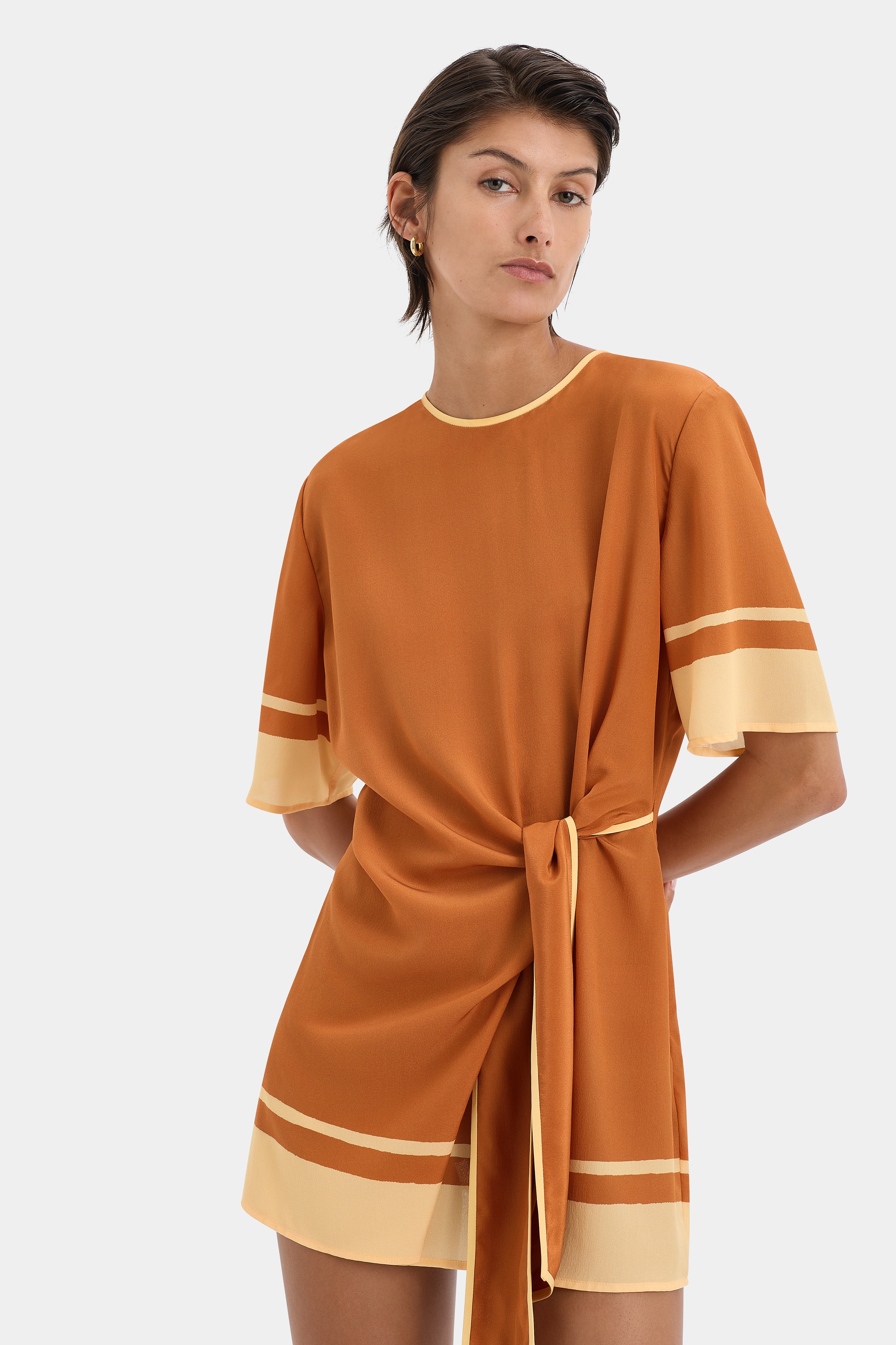 Soma Mini Dress in Rust Color - Flowy Summer Dress for Women, Perfect for Beach, Vacation & Casual Outings