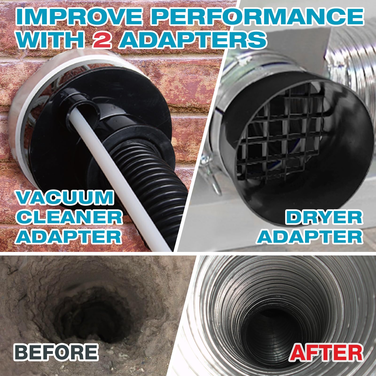 Sealegend 11-Piece Dryer Vent Cleaning Kit with 30ft Brush, Lint Vacuum Attachment & Adapters - Omnidirectional Dryer Vent Cleaner for Efficient Lint Removal - Perfect for Home Laundry Room Maintenance & Fire Prevention