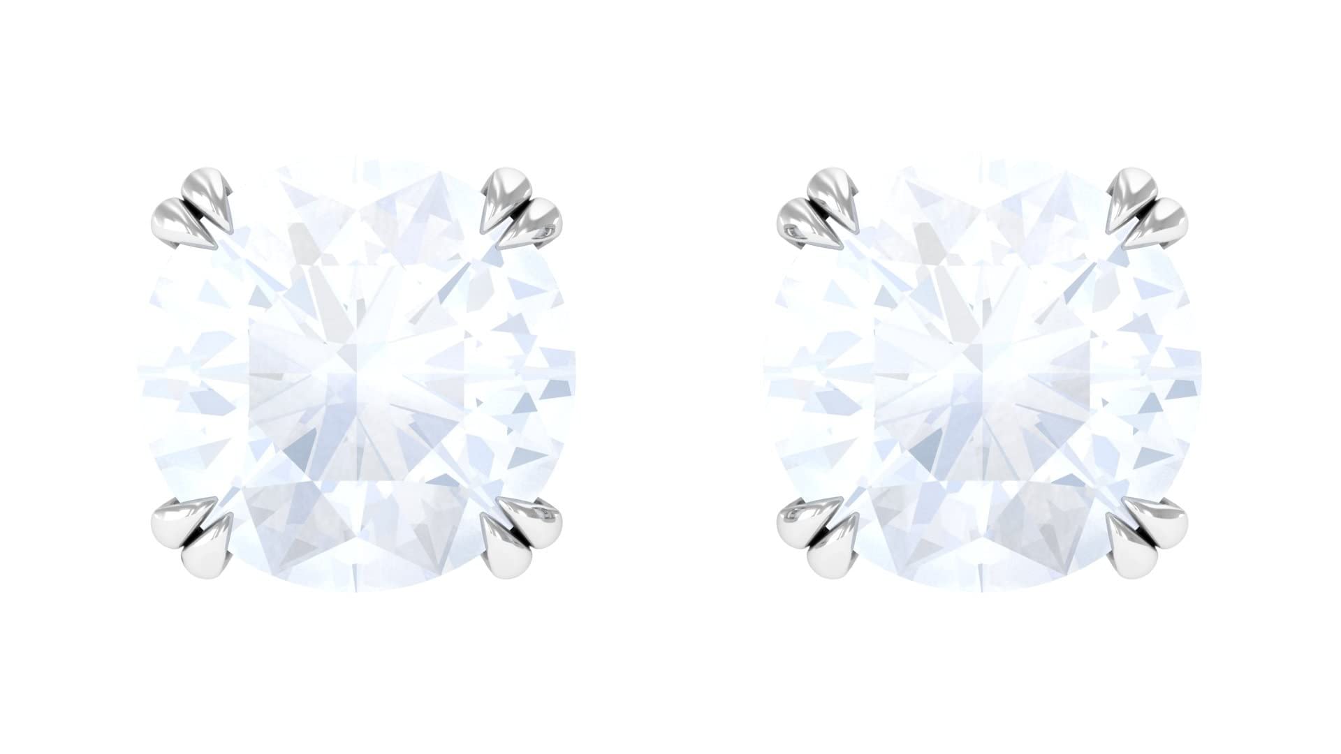 3/4 CT Moonstone Stud Earrings for Women - 14K Solid Gold Round Solitaire Studs - Perfect for Weddings, Anniversaries & Everyday Elegance