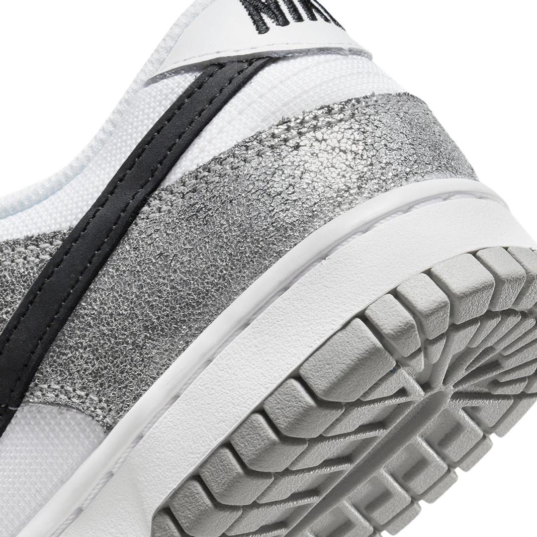Nike Women's Dunk Low Sneakers - Metallic Silver, Black & White Retro Running Shoes for Women | Casual Wear, Gym & Street Style Fashion