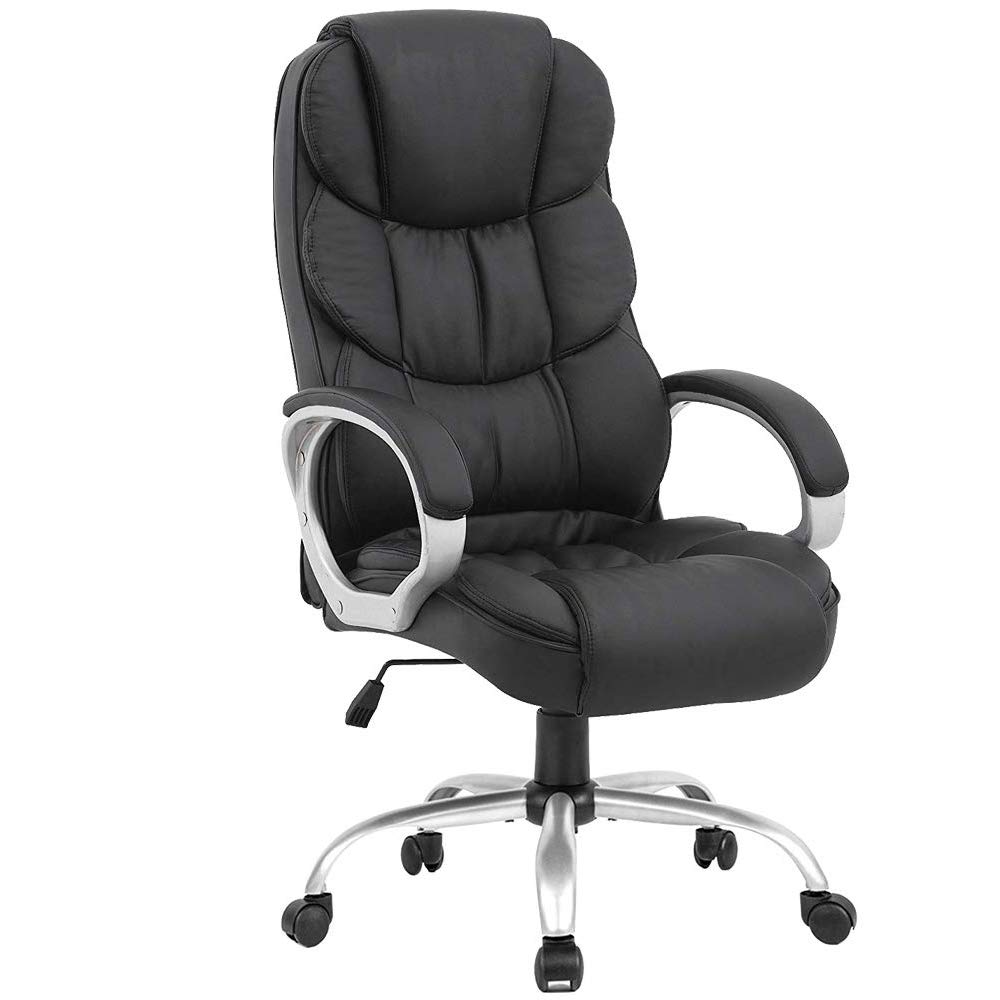 Ergonomic Office Chair - Adjustable High Back PU Leather Executive Desk Chair with Lumbar Support for Home & Office - Perfect for Long Hours of Work, Gaming, and Study Sessions