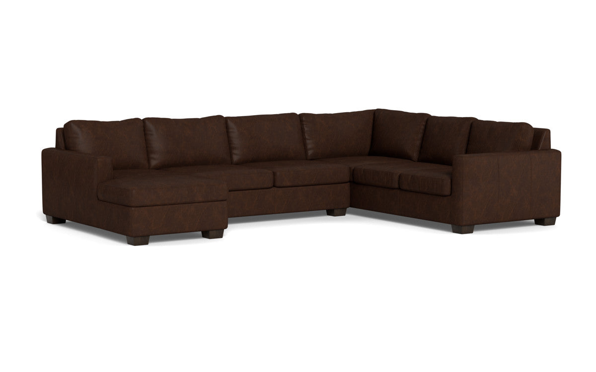 Track 141 Genuine Leather Corner Sectional Sofa with Left Chaise Lounge - Perfect for Living Room, Family Room & Home Theater Comfort