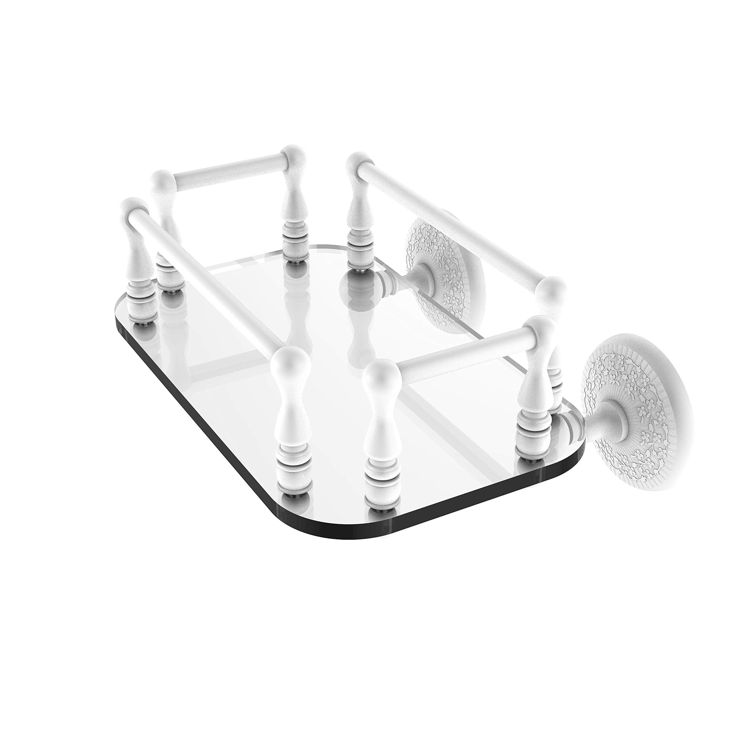 Allied Brass MC-GT-6 Matte White Wall Mounted Glass Tray Guest Towel Holder - Elegant Bathroom Accessory for Powder Rooms, Guest Baths & Luxury Hotels