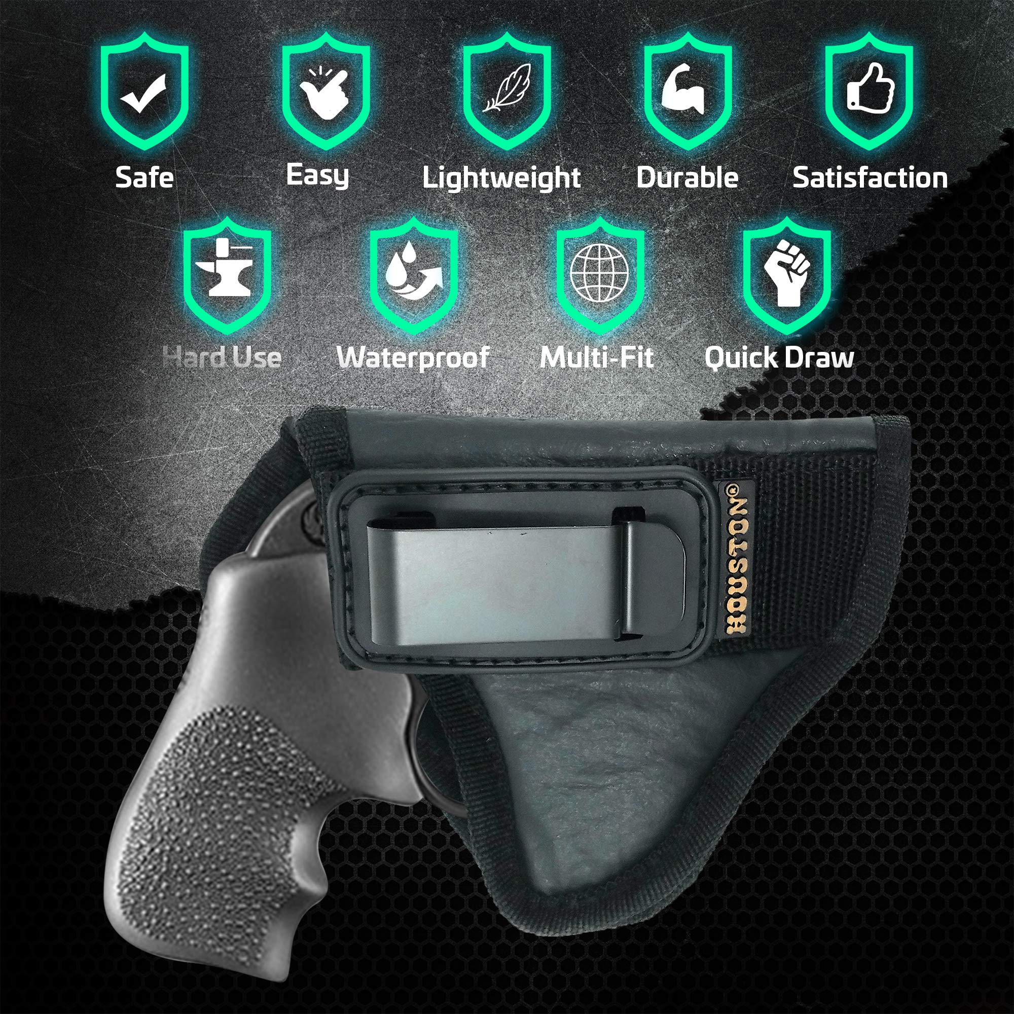 **Concealed Carry IWB Tuckable Gun Holster for S&W Revolvers, Charter Arms, Rossi 38, Taurus BG LCR & 38 J - Right Handed - Comfortable & Secure Holster for Men & Women - Perfect for Everyday Carry & Concealed Protection**