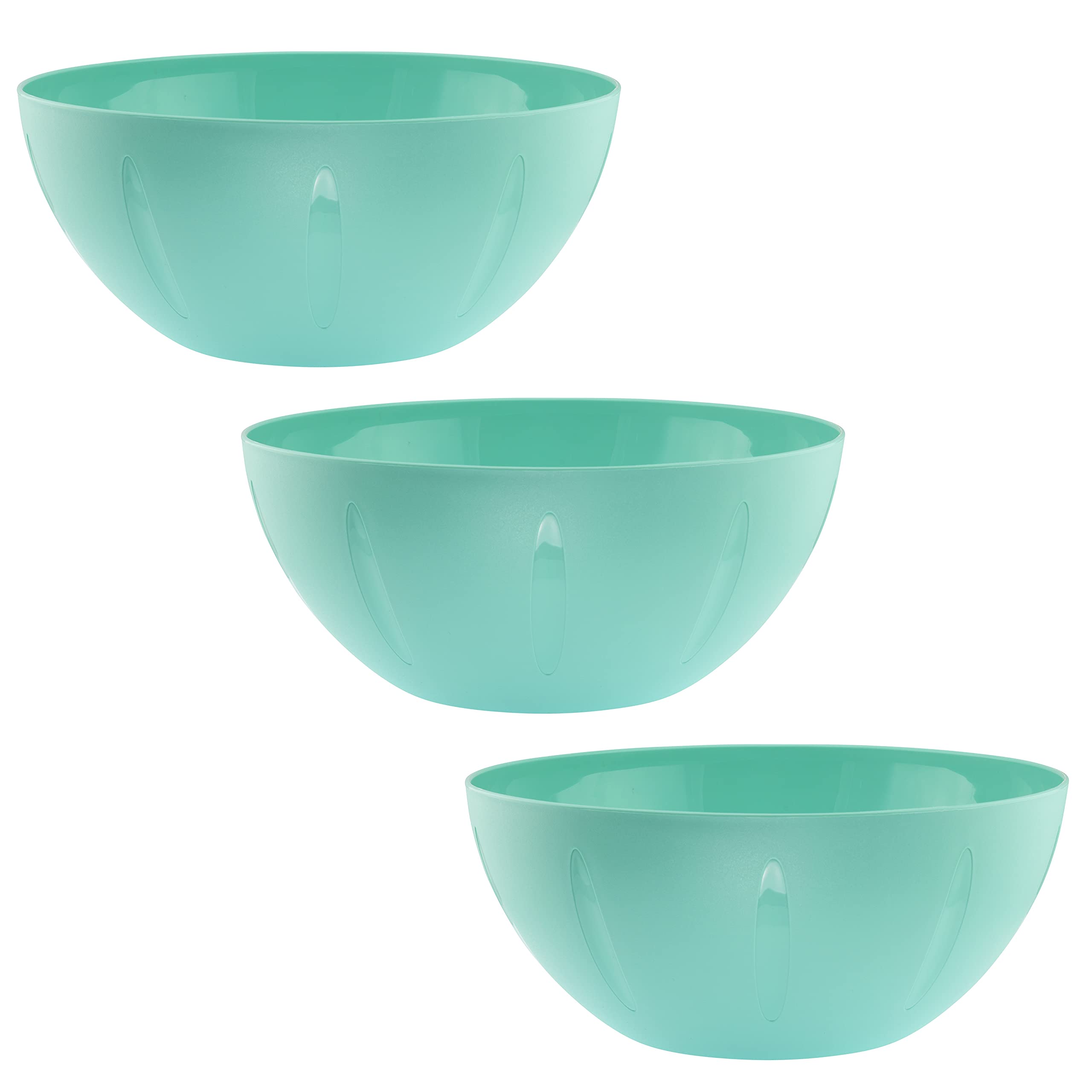 YBM HOME 8-Inch Plastic Mixing Bowl Set - Microwave Safe Serving Bowl for Cereal, Snacks, Popcorn, Salad & Fruits - Perfect for Kitchen, Dining & Outdoor Picnics - 1284-3 Green