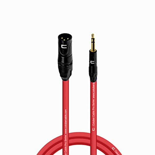 Premium Balanced XLR Male to 3.5mm TRS Cable - 5ft Red Professional Audio Cord with 3-Pin Connector for Microphones, Powered Speakers, Mixers & Audio Interfaces - Ideal for Live Performances, Studio Recording & Home Audio Setups