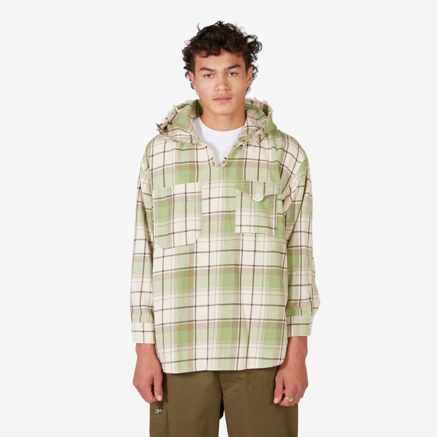Giorgio Hooded Shirt for Men - Soft Cotton Casual Button Down Shirt with Hood, Grass Green - Perfect for Outdoor Activities, Streetwear & Everyday Fashion