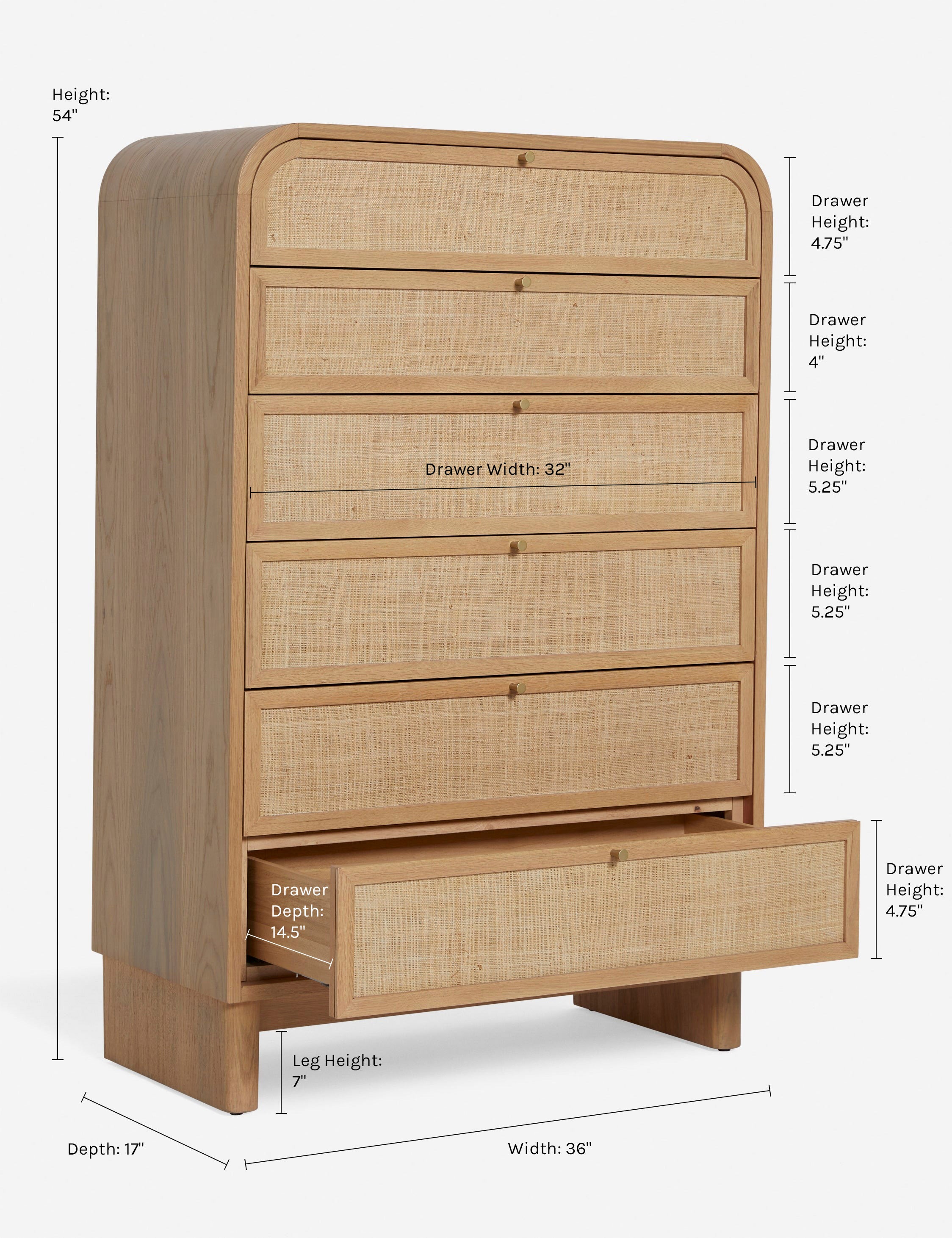 Stylish Suzette Tall Dresser - 6-Drawer Wooden Storage for Bedroom & Closet Organization | Perfect for Home Decor & Space Saving