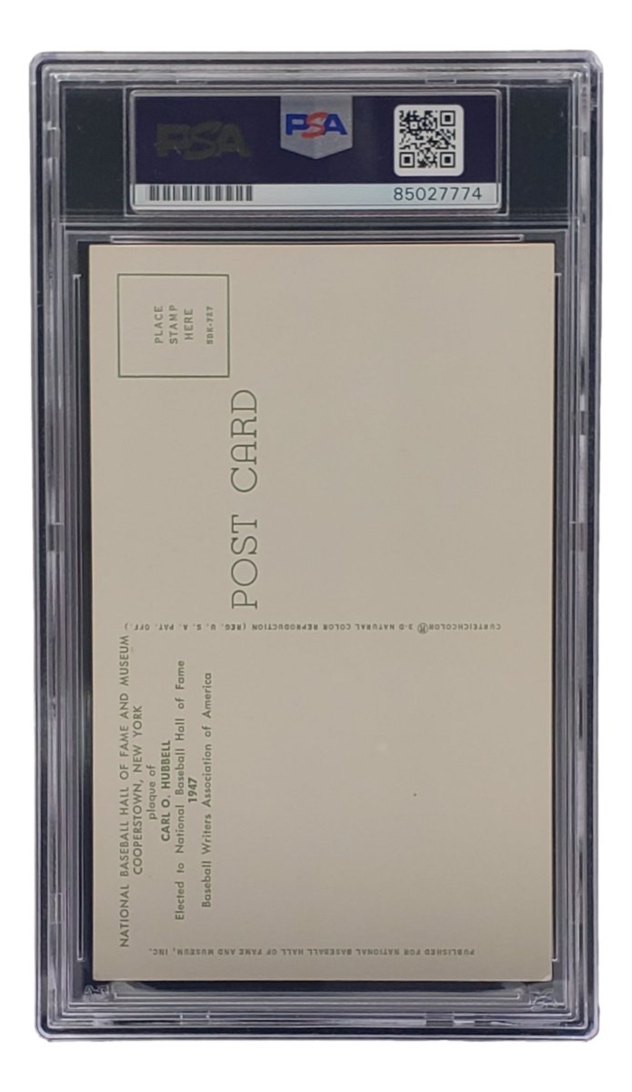 Carl Hubbell Autographed 4x6 New York Giants Hall Of Fame Plaque Card with PSA/DNA Certification 85027774 - Perfect for Baseball Memorabilia Collectors & Sports Fans Display