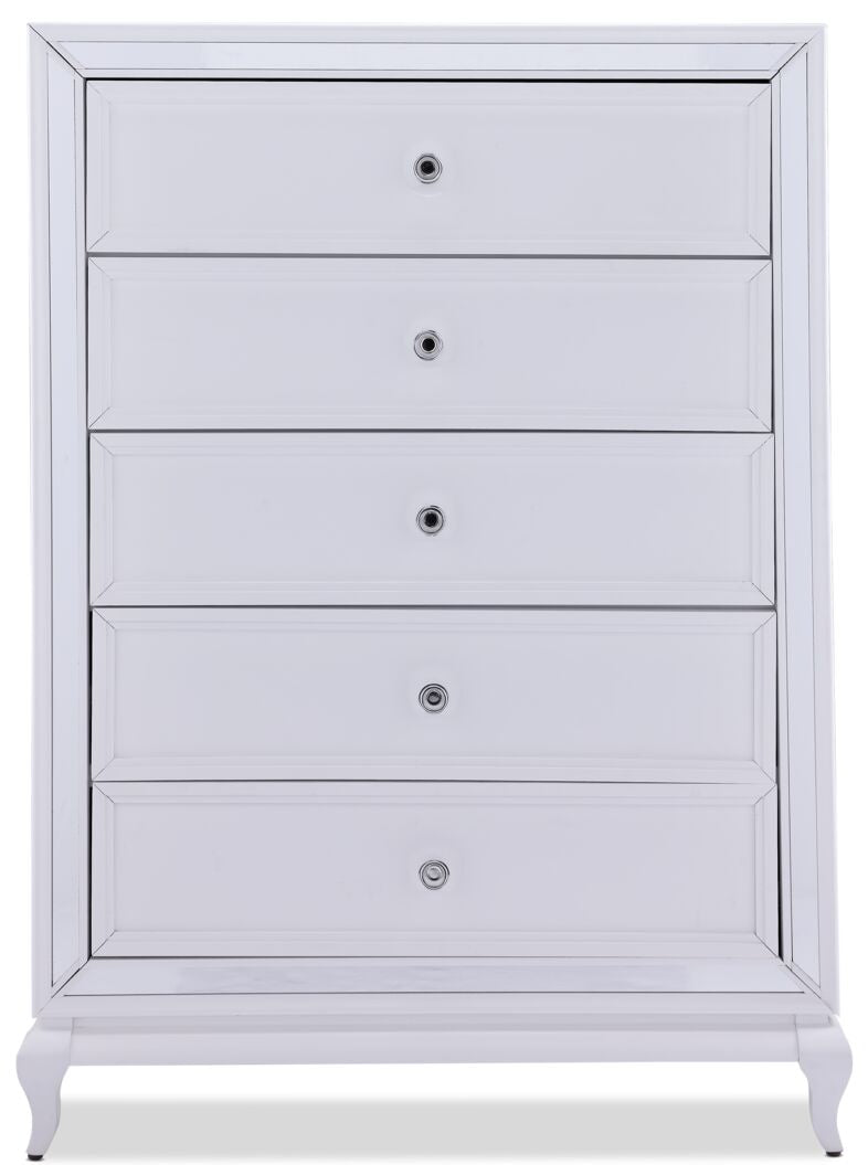 Arctic Ice 5-Drawer Chest - White Wooden Dresser for Bedroom Storage | Perfect for Organizing Clothes, Linens & Accessories in Home, Dorm or Office