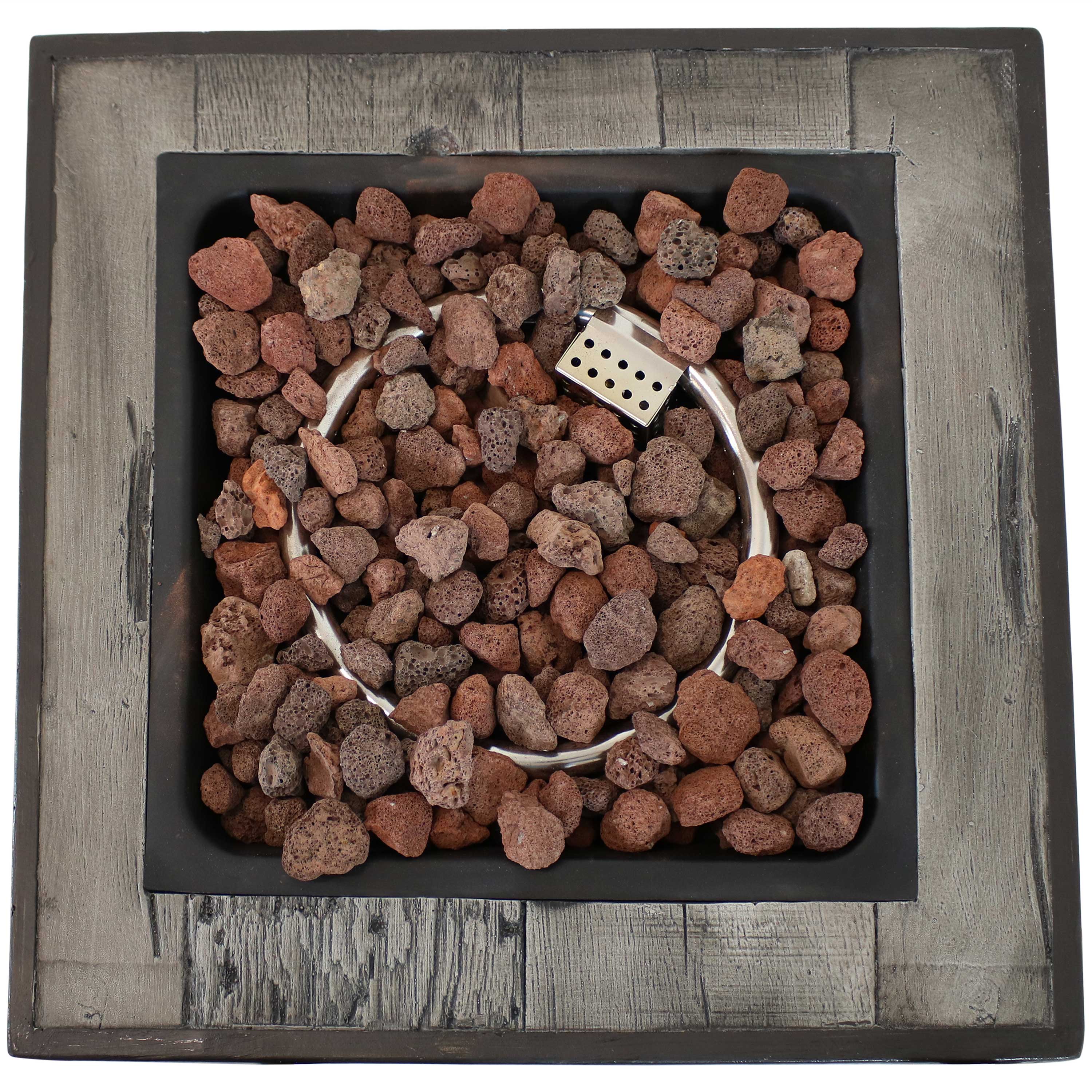 Sunnydaze Outdoor Propane Gas Fire Pit Table - 25 Inch Weathered Wood Look Patio Heater for Backyard, Deck, Garden & Camping