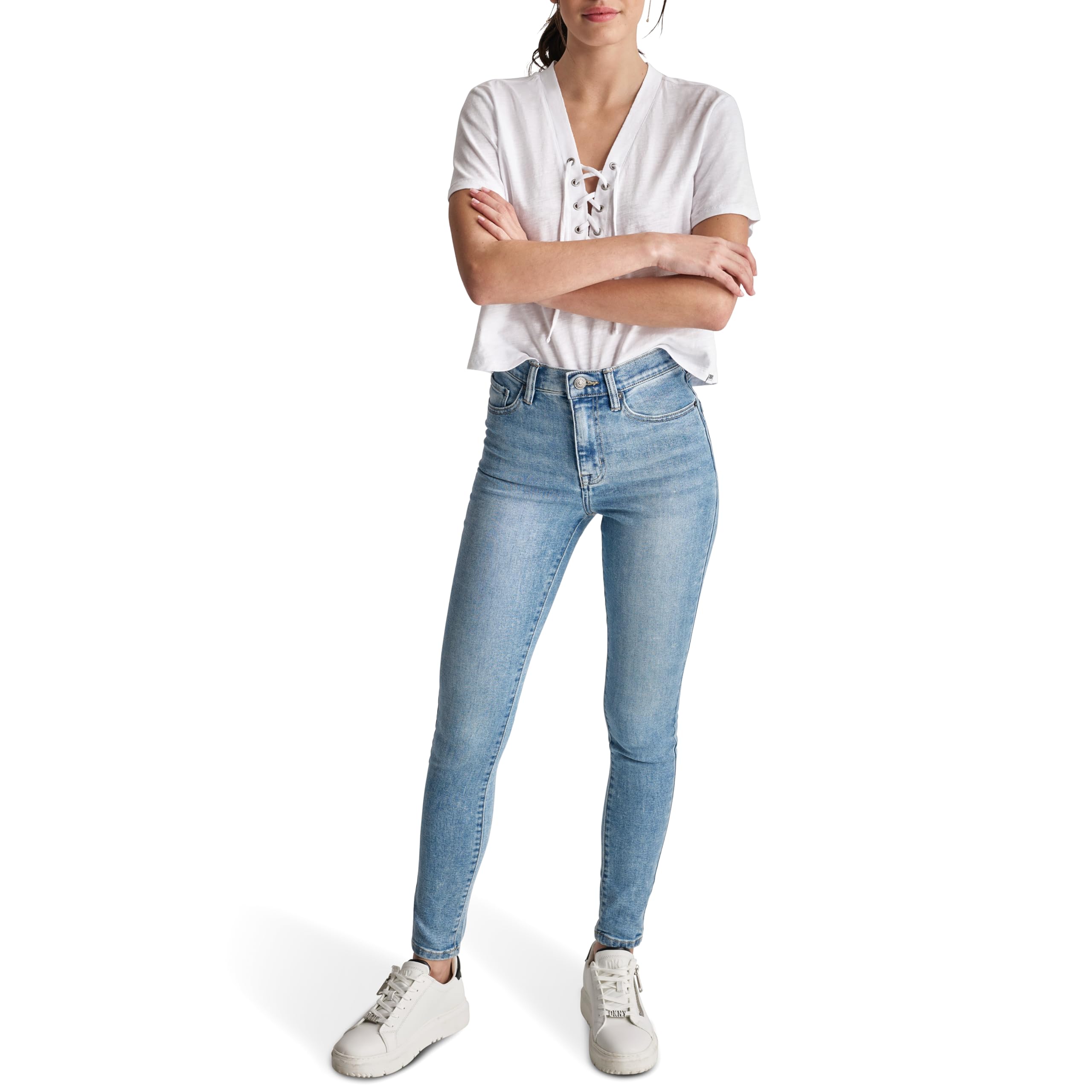DKNY Women’s Bleecker High-Waisted Shaping Skinny Jeans - Slim Fit Stretch Denim Pants for Everyday Wear & Night Out