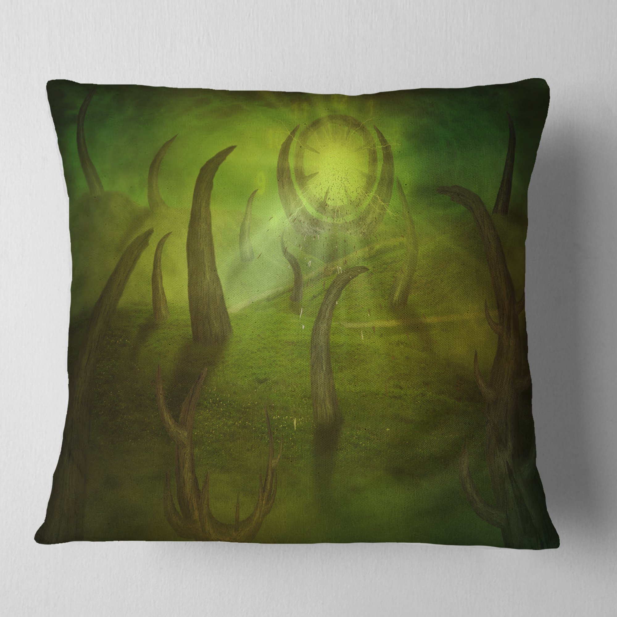 DesignQ CU8041 Soft Comfortable Pillow Cushion - 18x18 Inch Square Decorative Throw Pillow Cover - Green Home Decor for Living Room, Bedroom, Sofa & Office
