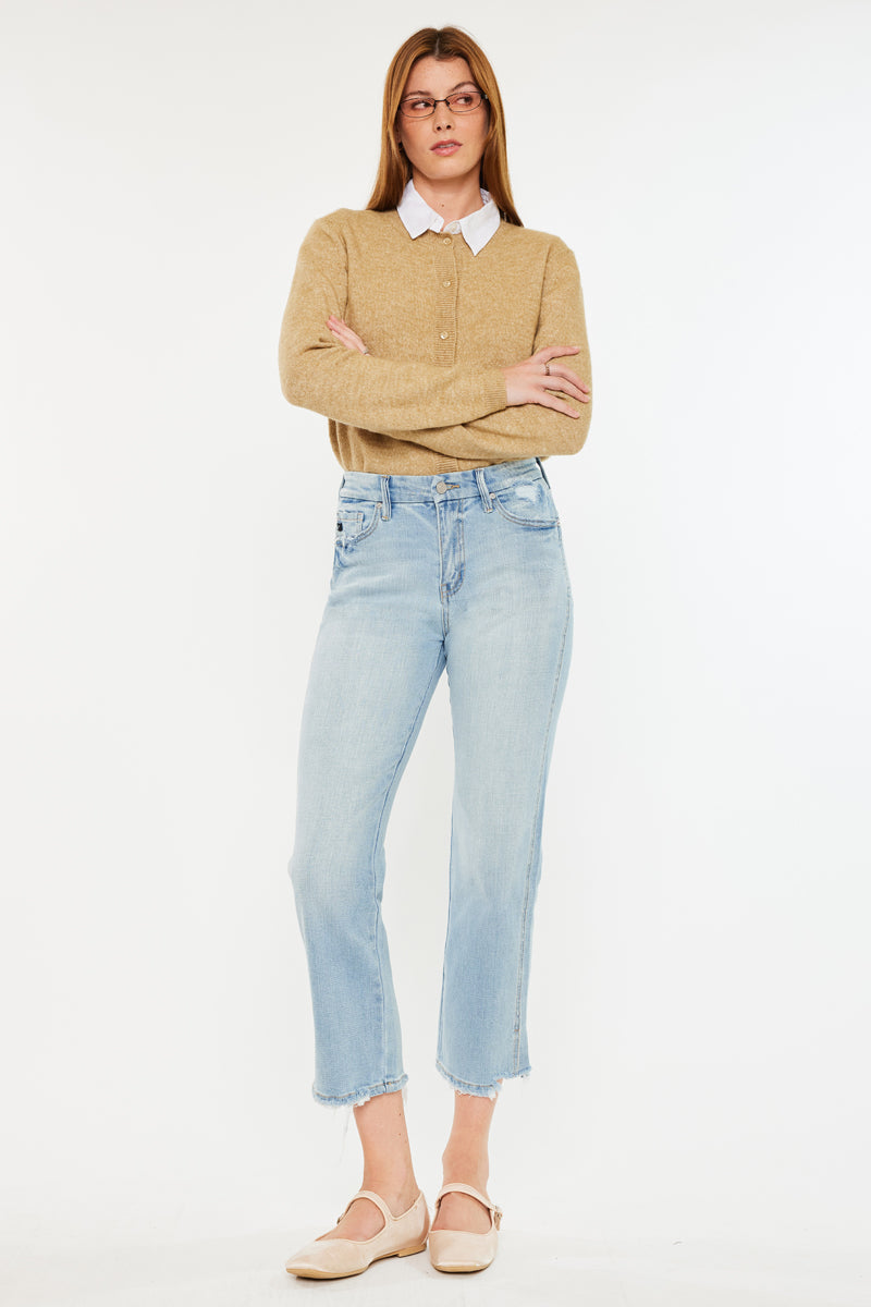 Lane High Rise Cropped Straight Leg Jeans for Women - Slimming Stretch Denim Pants - Perfect for Casual Wear, Office Outfits & Date Nights