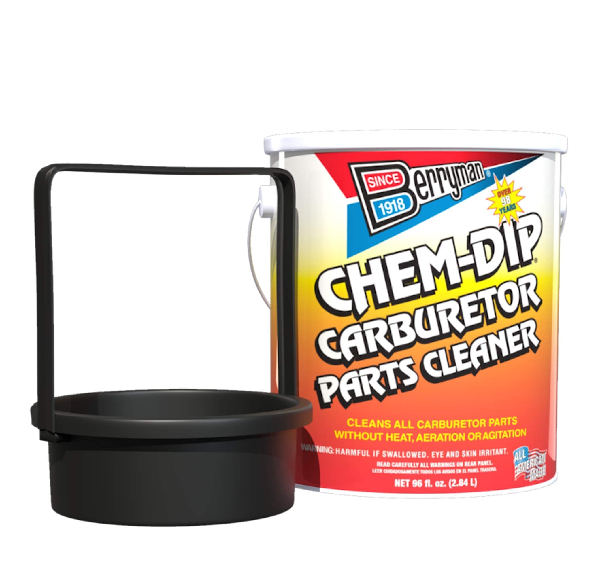 Berryman 0996-ARM B-9 Chem Dip Parts Cleaner 4-Pack with Basket & Armlock - 3/4 Gallon Pail for Automotive, Motorcycle & Industrial Parts Cleaning | Heavy-Duty Degreaser for Engines, Tools & Machinery