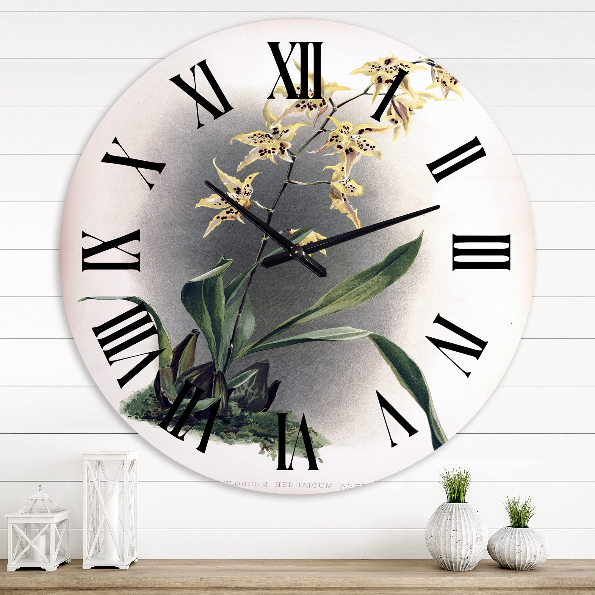 Vintage Orchid Flower Wall Clock - Large Traditional Floral & Botanical Wall Decor for Living Room, Bedroom, Office | Perfect for Home, Office & Gift Giving