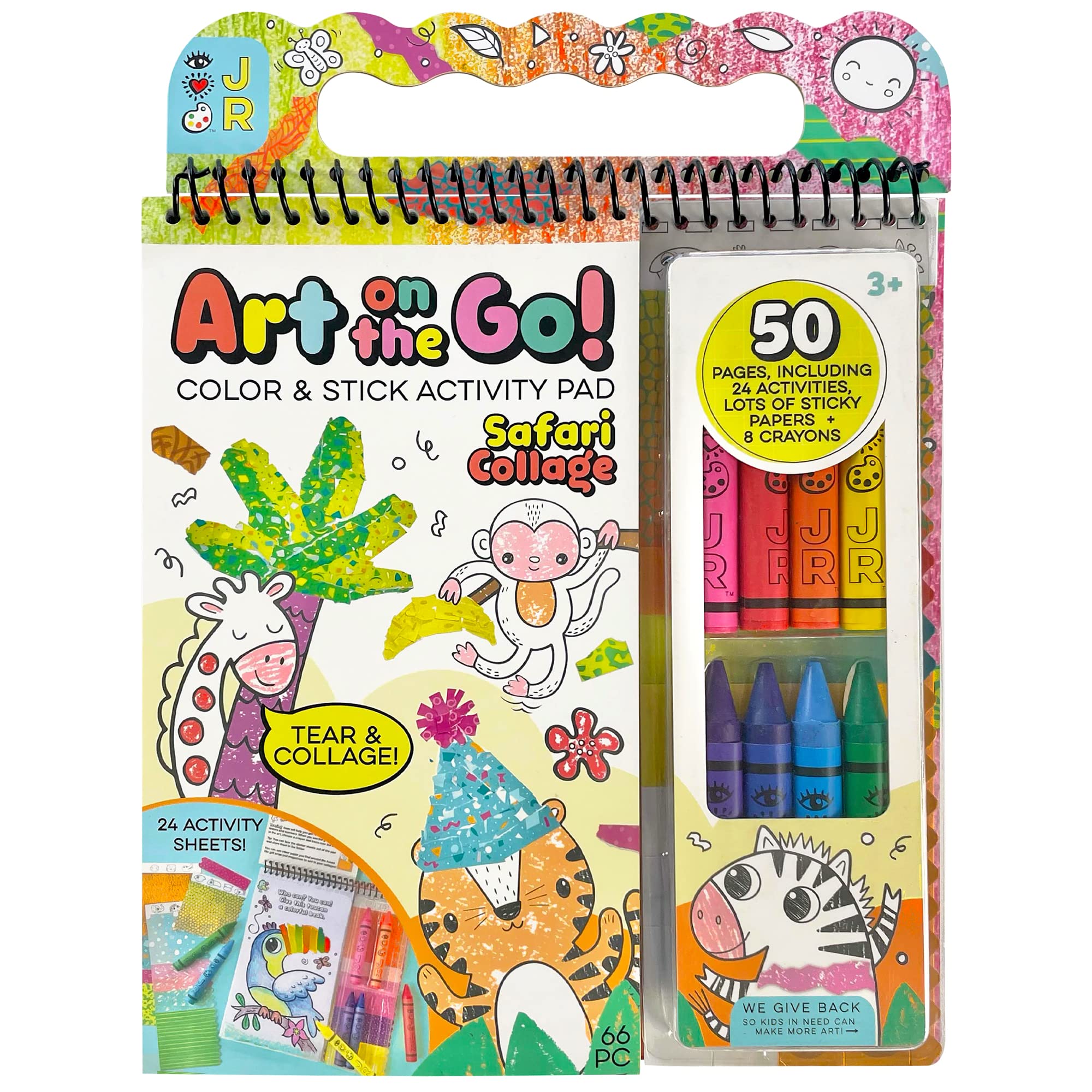 Bright Stripes Travel Coloring Kit for Kids - Mess-Free Art On the Go with Coloring Books, Crayons & Sticker Activity Book | Perfect for Airplane, Road Trips & Restaurants | Ages 3+ (Jungle Theme)