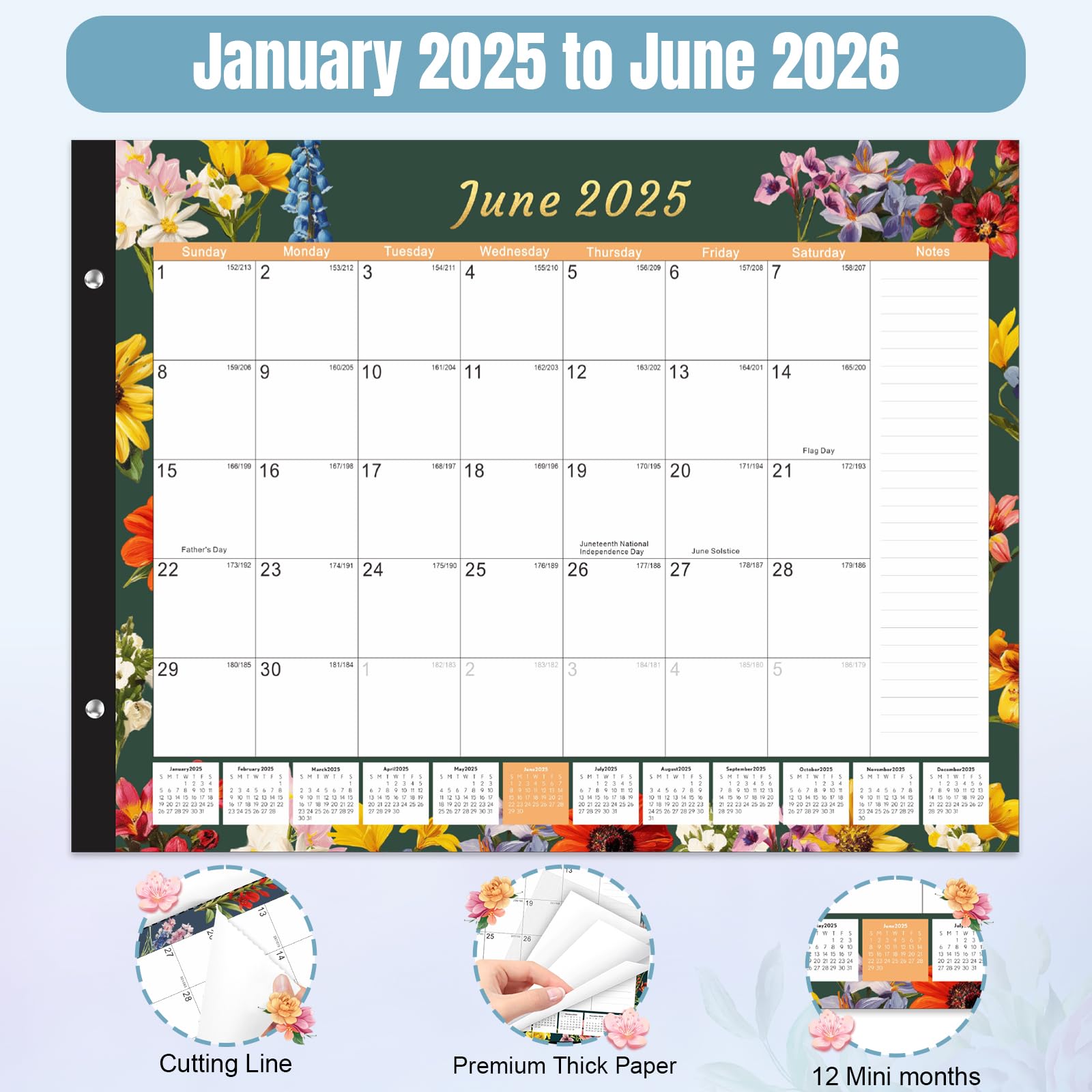 Gannyfer 2025-2026 18-Month Large Desk Calendar (22