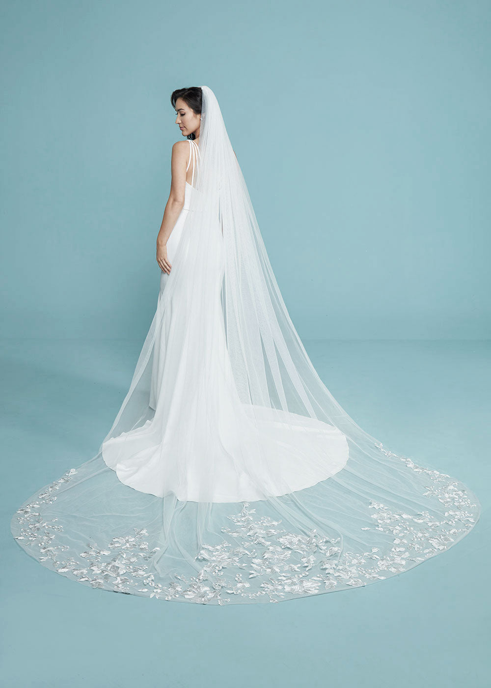 Lydia Veil Cathedral Wedding Veil with Delicate Lace Hem - Perfect for Bridal Gowns, Church Ceremonies & Formal Weddings