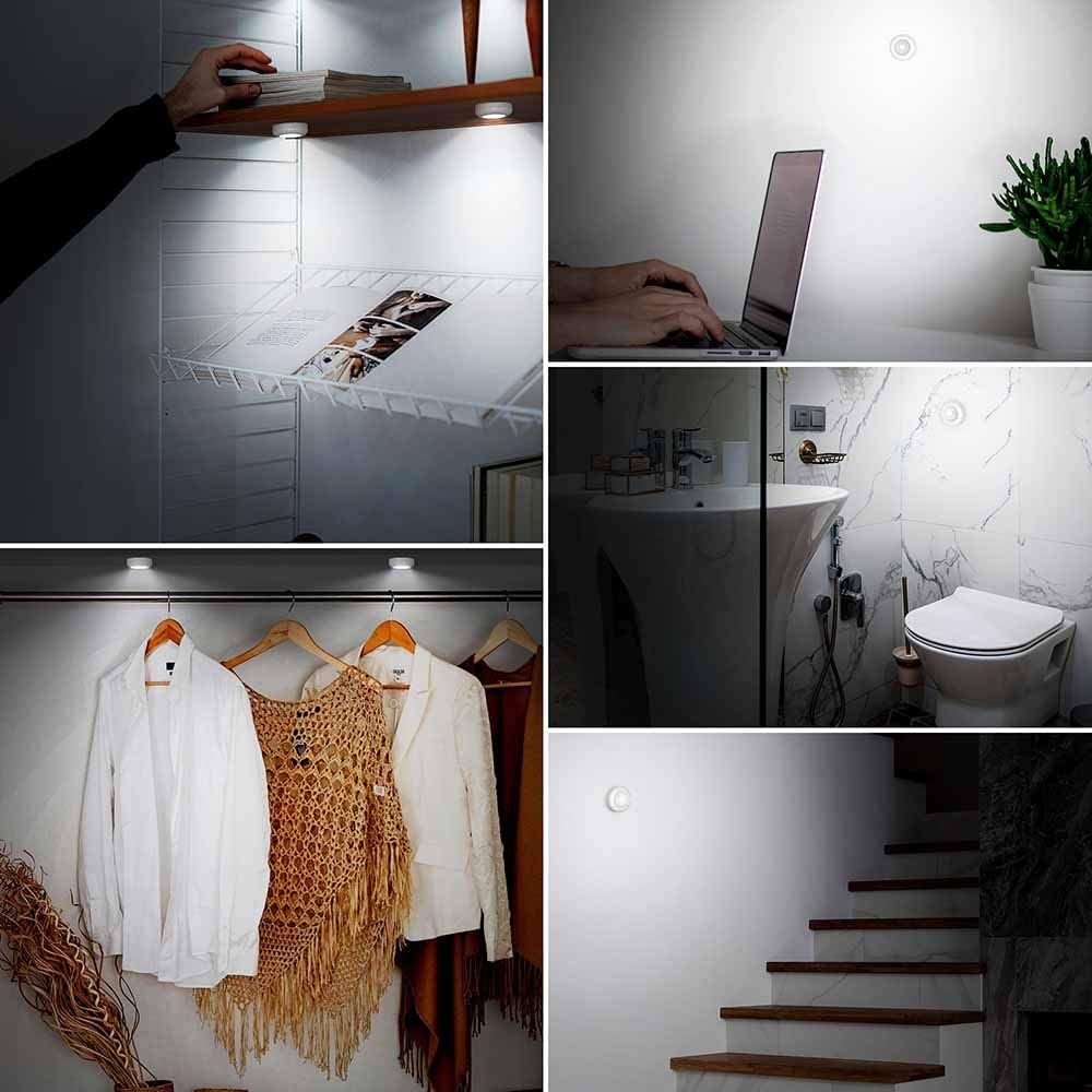 7 Pack Tap Light Push Lights - Battery Operated Small Under Cabinet Touch Puck Lights for Kitchen, Closet, Counter, RV - Stick On LED Lights for Indoor & Outdoor Use (Perfect for Nighttime Navigation, Pantry Organization, and Emergency Lighting)