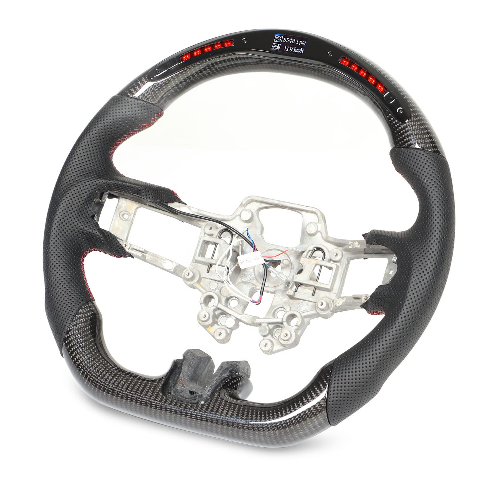 Carbon Fiber Flat Bottom LED Steering Wheel - Easy Installation & Heat Resistant Upgrade for Racing & Sports Cars - Perfect for Track Days & Performance Driving