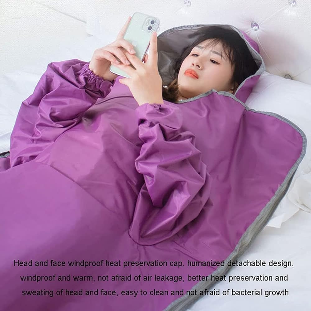 Wrobelax Infrared Sauna Electric Blanket - Safe & Waterproof Steam Blanket for Fat Burning, Spa Detox & Body Shaping | Remote Control Home Use | Perfect for Relaxation, Weight Loss & Post-Workout Recovery (Purple)