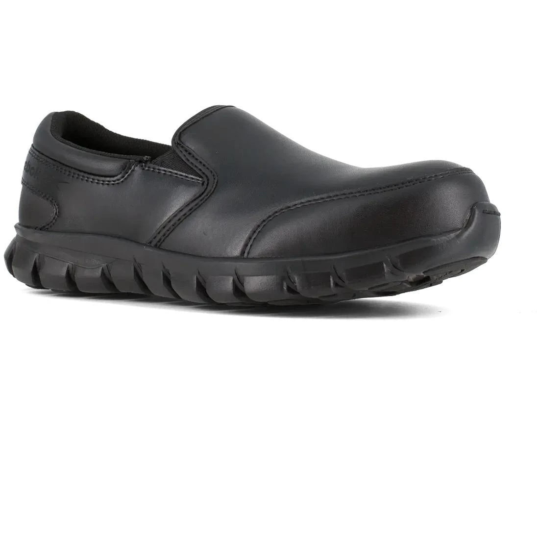 Sublite Cushion Composite Toe Slip-On Work Shoes for Men - Lightweight Safety Shoes for Construction, Warehouse & Industrial Work - Black Athletic Work Sneakers