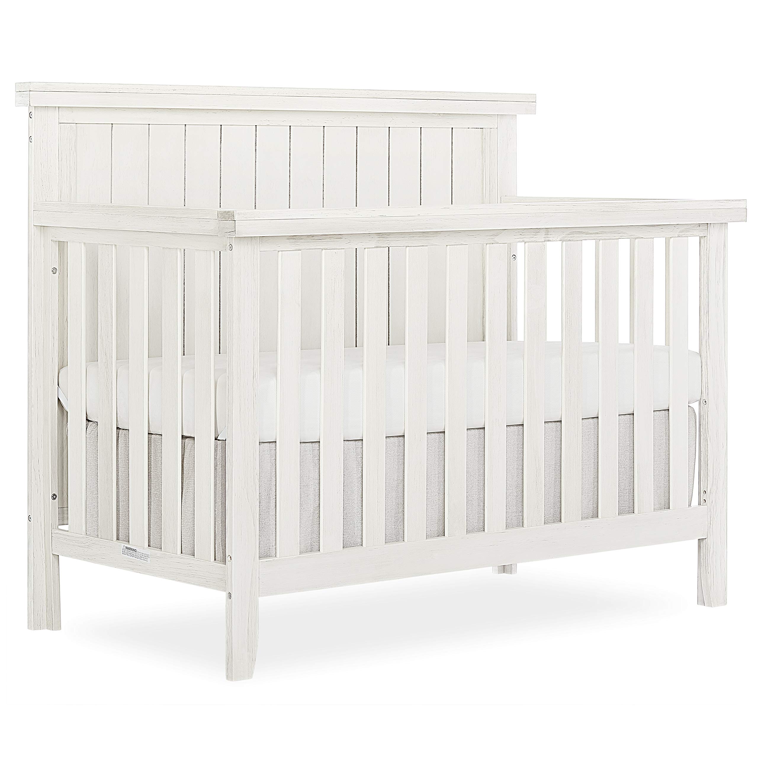 Sweetpea Baby Red Wood 4-in-1 Convertible Crib in Weathered White - Greenguard Gold Certified Safe Nursery Furniture for Newborn to Toddler | Perfect for Modern Nursery, Bedroom & Daycare