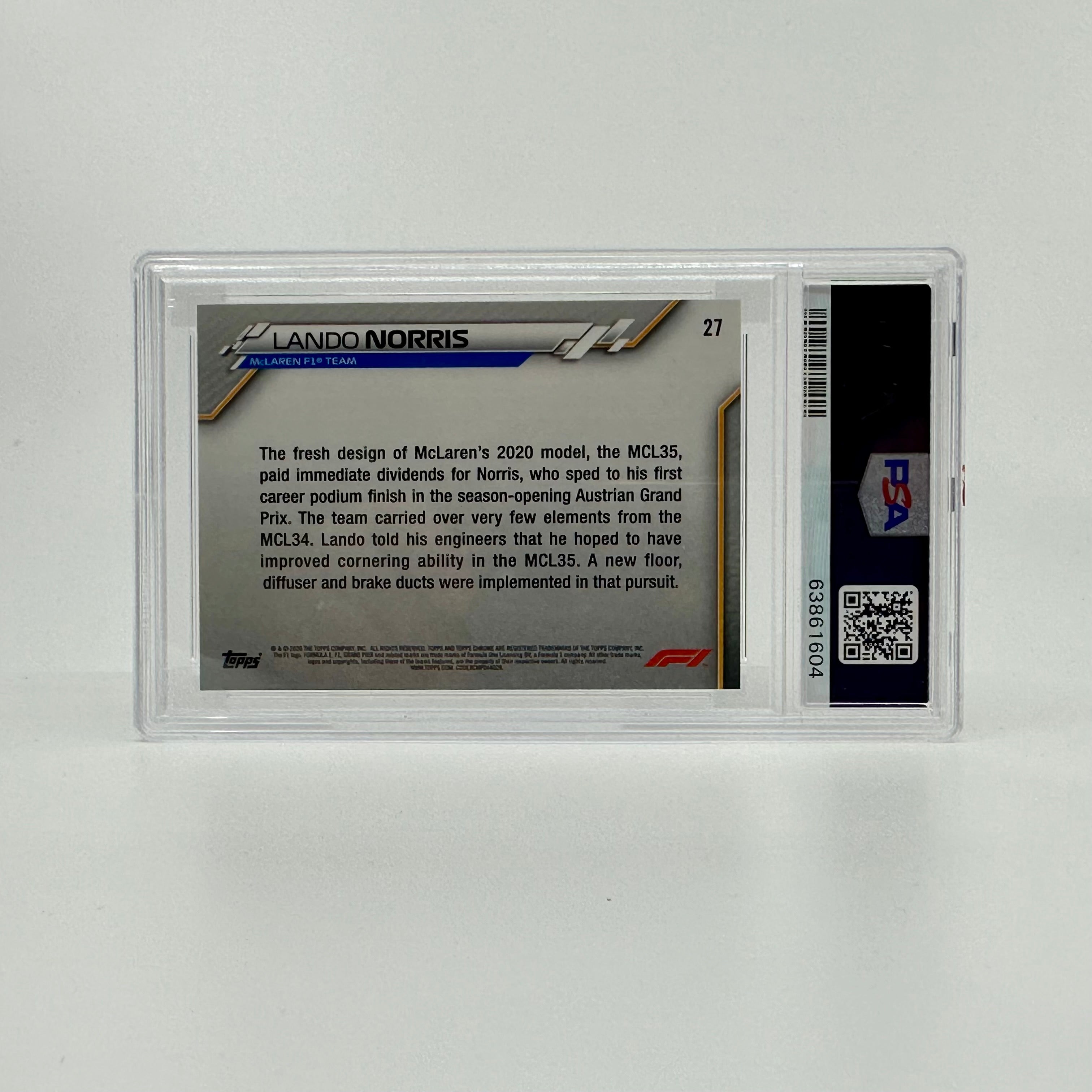 2020 Topps Chrome F1 Lando Norris #27 Superfractor PSA 10 Rookie Card - 70th Anniversary Edition | Perfect for F1 Collectors, Sports Memorabilia Displays & Investment Portfolios
