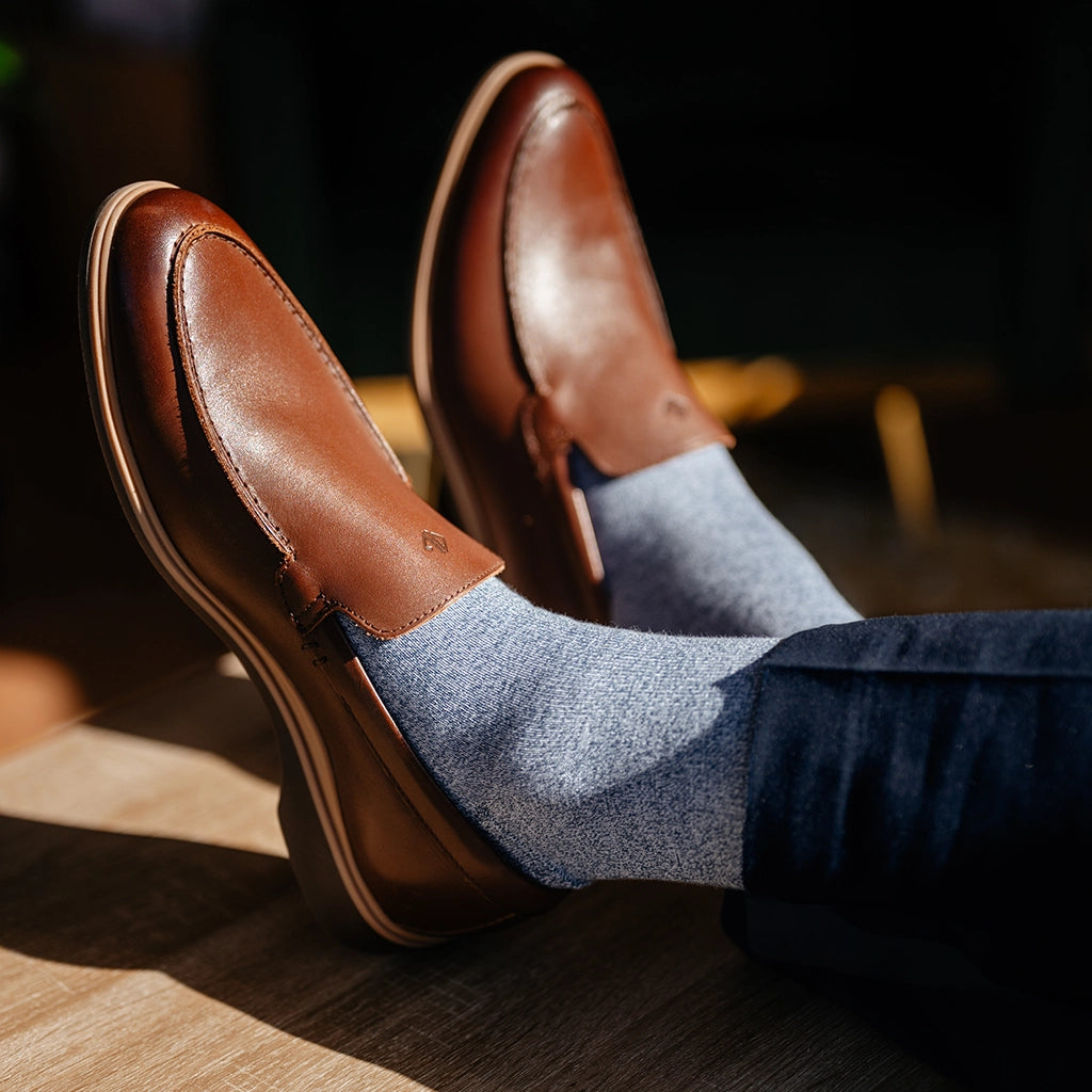 Premium Men's Dress Socks - Soft Cotton Formal Socks for Business & Office Wear - Ocean Blue Color - Perfect for Weddings, Interviews & Professional Occasions