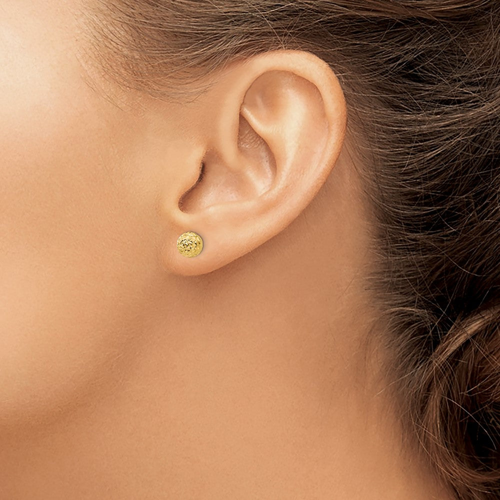 Gold Diamond Cut Ball Post Earrings TL907 - Elegant Stud Earrings for Women, Hypoallergenic 14K Gold Plated Jewelry, Perfect Gift for Birthday, Anniversary & Valentine's Day