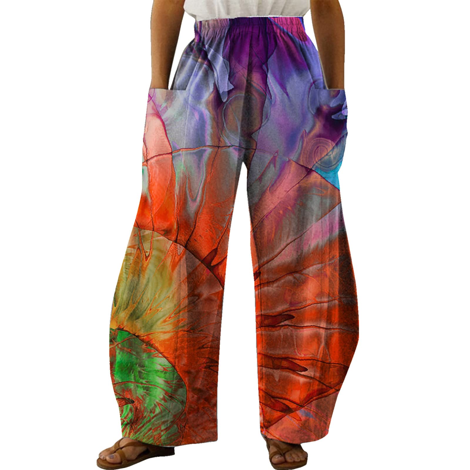 Women's High Waist Harem Yoga Pants - Boho Palazzo Trousers with Pockets for Casual Wear, Lounge & Meditation | Comfortable & Stylish