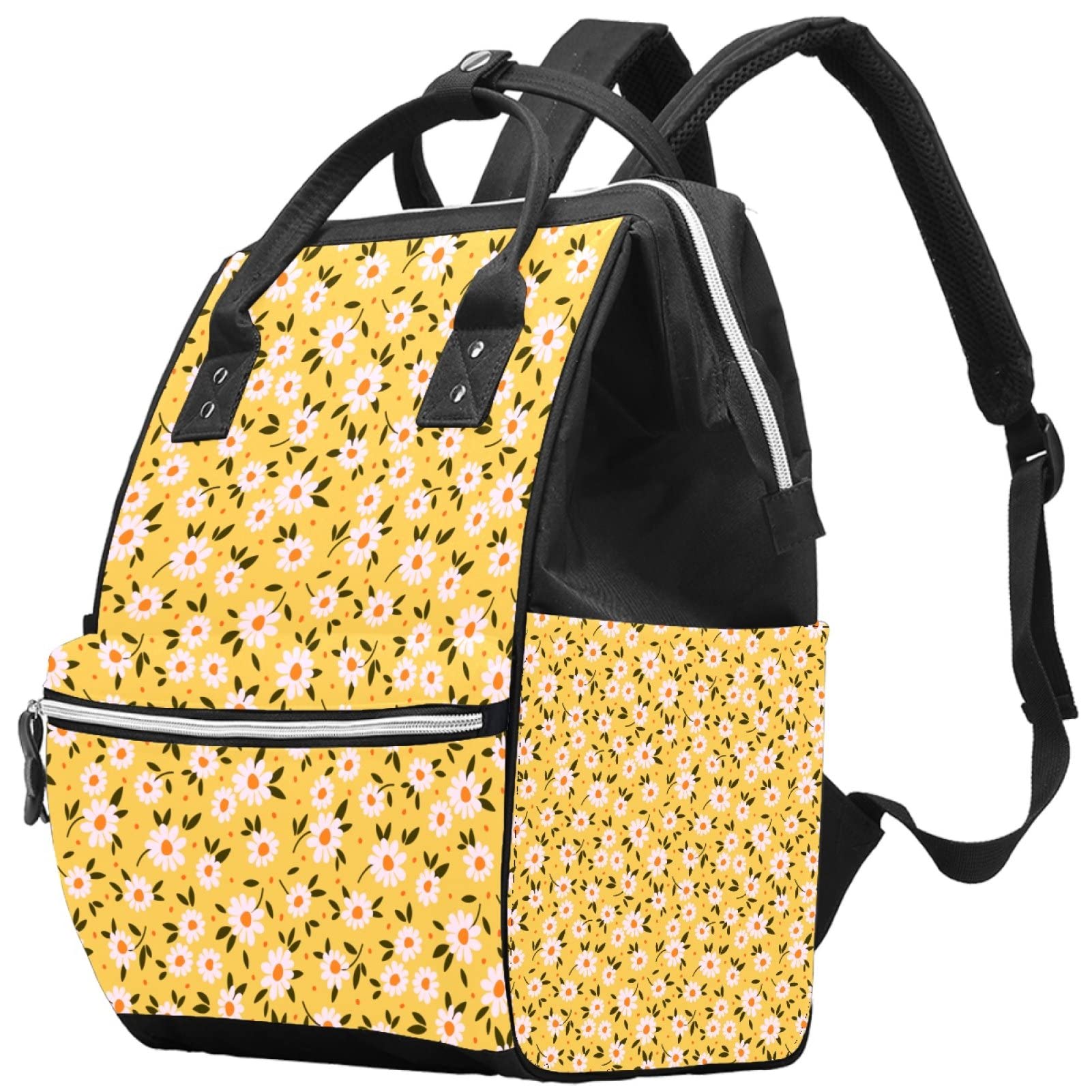 Stylish Unisex Diaper Backpack for Moms & Dads - Large Capacity Baby Bag with Floral Design - Perfect for Travel, Daycare & Family Outings