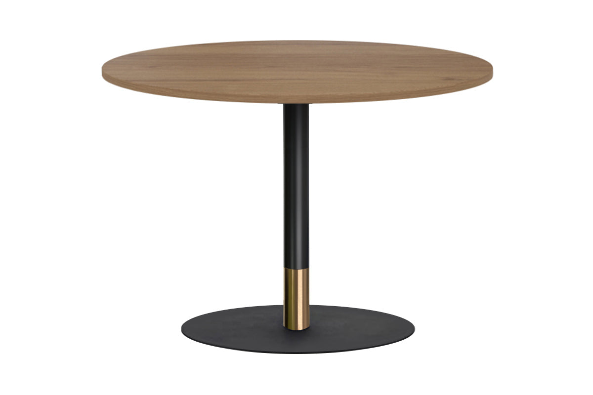 Rivoli Cafe Table with Round Base - Black/Rose Gold Finish & Black Disc Top [1000mm] - Perfect for Restaurants, Cafes, and Outdoor Dining Areas